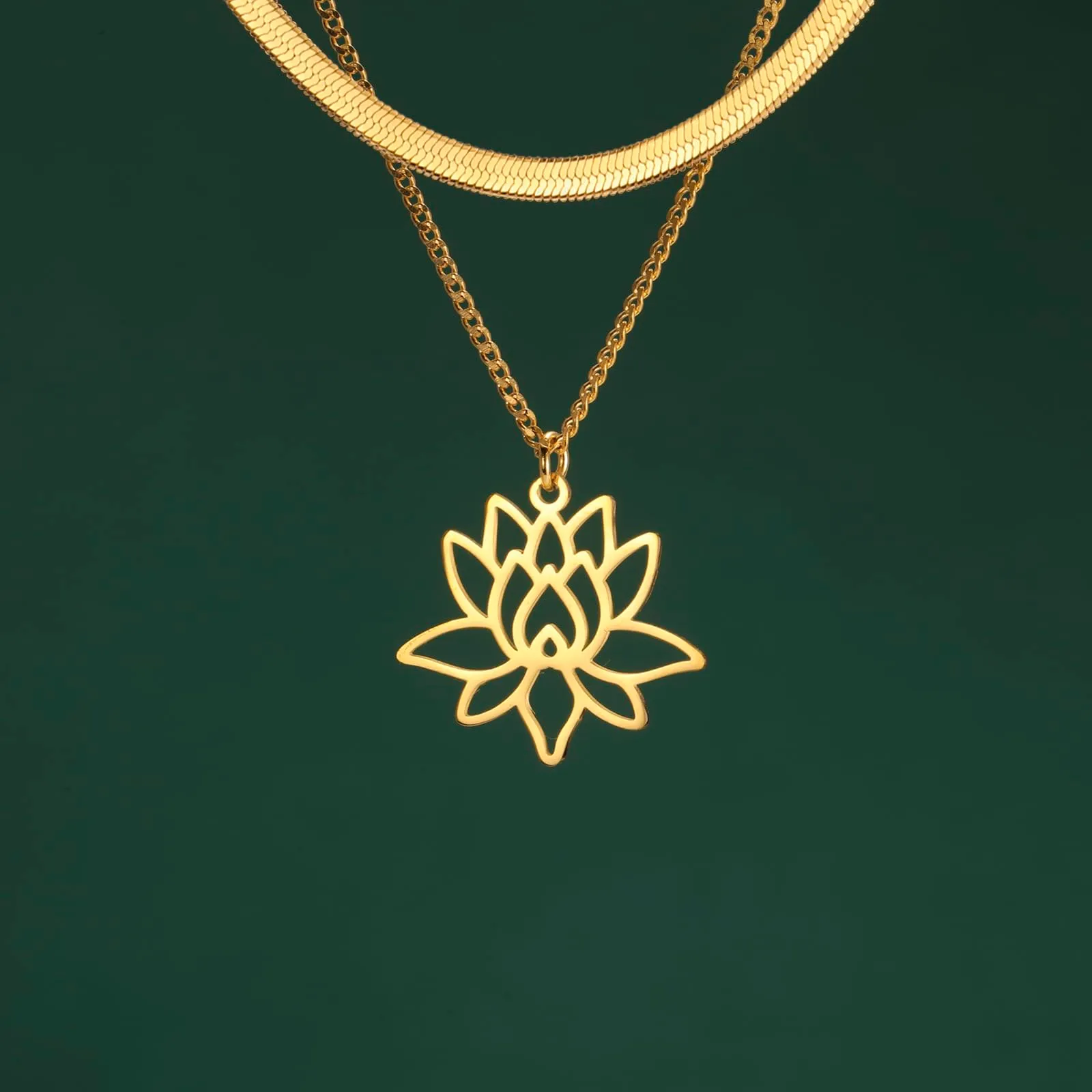 VASSAGO Collana da donna con ciondolo a forma di fiore di loto con Buddha, in acciaio inossidabile, con simbolo unalome, amuleto, gioielli religiosi, Misura unica, Acciaio inossidabile, Nessuna pietra - immagine 8