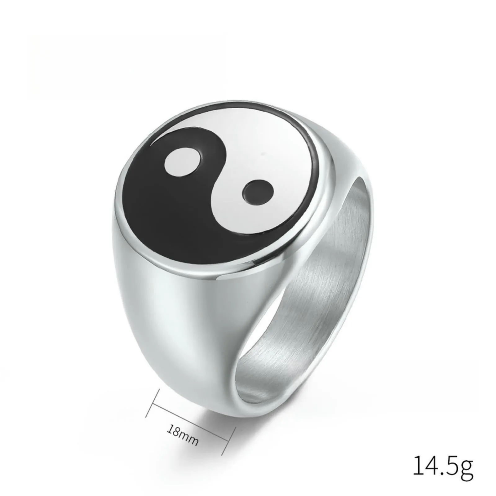 Sumpgle Anello Yin Yang Bagua in Titanio e Acciaio Inossidabile, Anello da Uomo con Banda, Gioielleria alla Moda Unica per Uomini, 7 - immagine 4