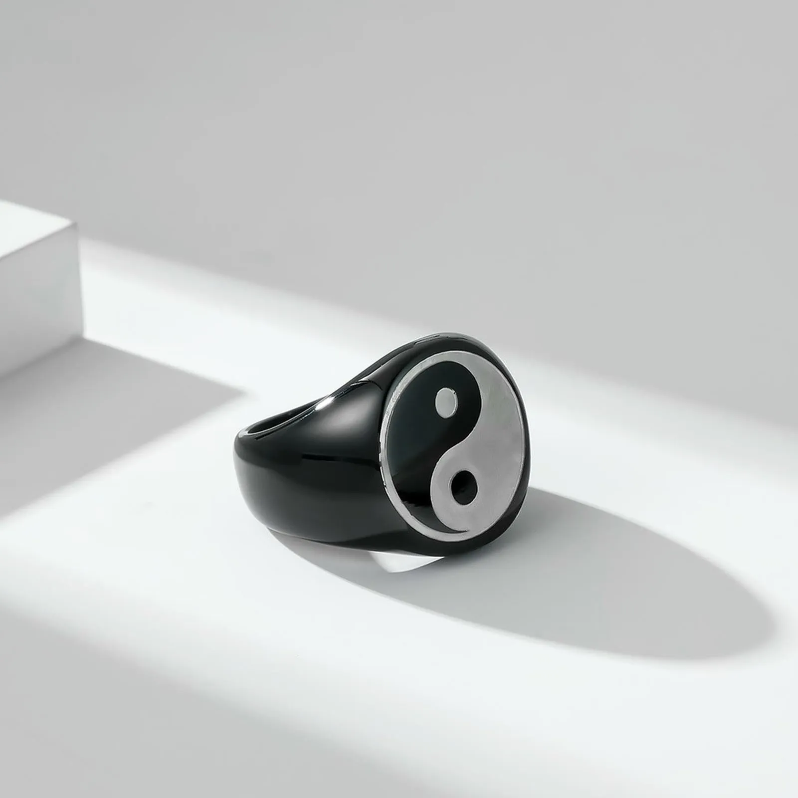 Sumpgle Anello Yin Yang Bagua in Titanio e Acciaio Inossidabile, Anello da Uomo con Banda, Gioielleria alla Moda Unica per Uomini, 7 - immagine 6