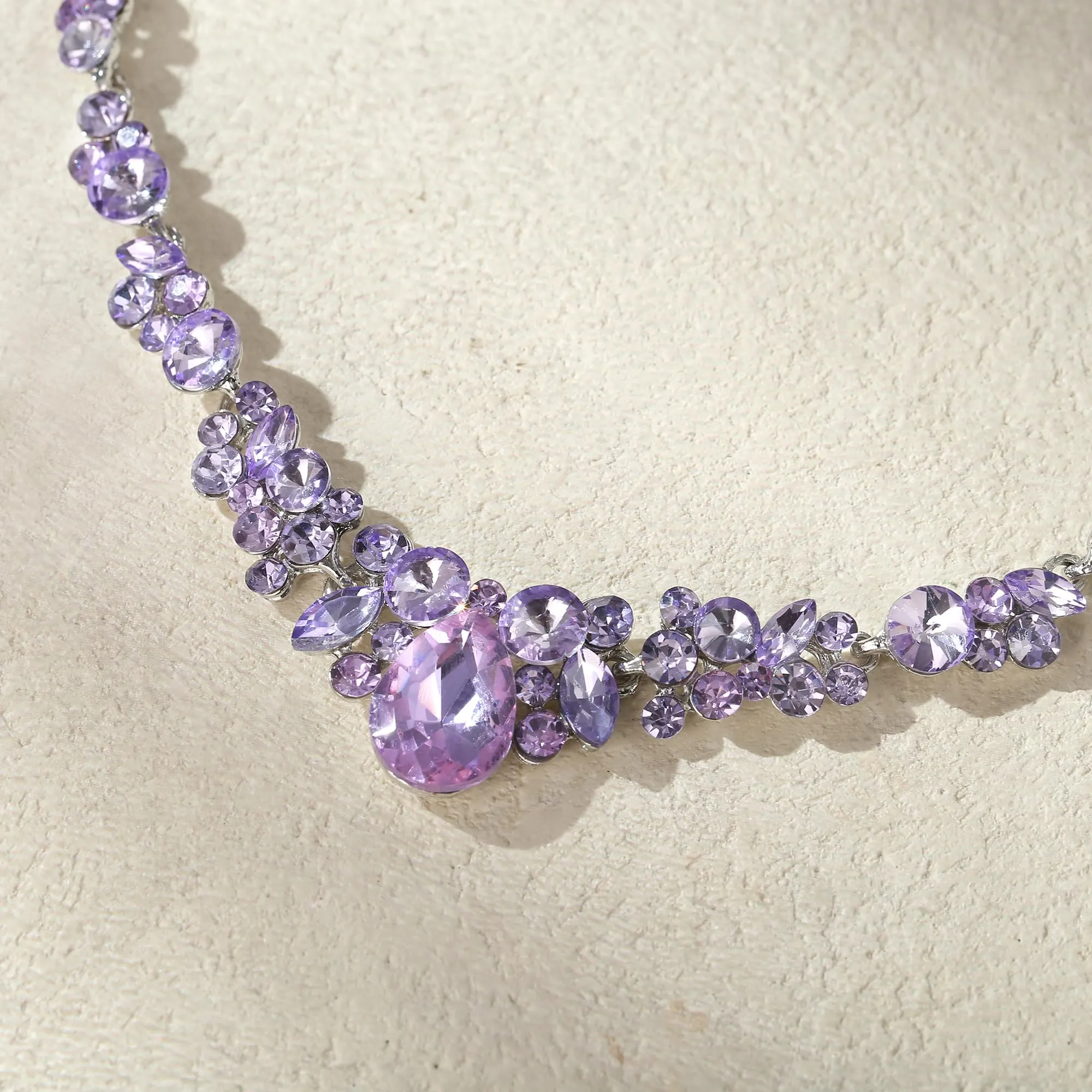 EVER FAITH Parure di gioielli da donna con cristalli austriaci, set di collana e orecchini a goccia, motivo floreale, 57 cm, cristallo - immagine 5