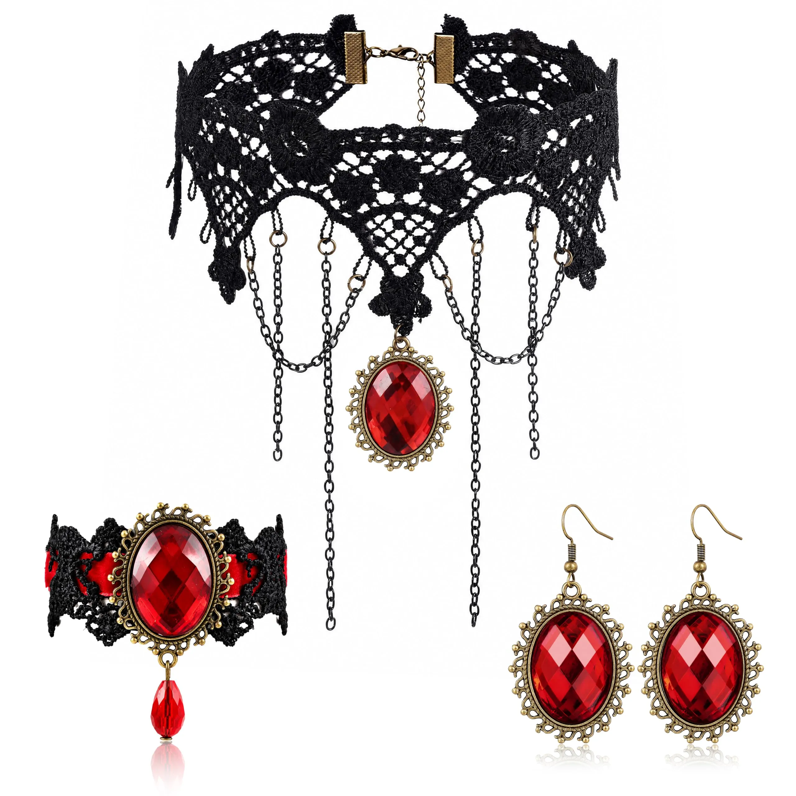 ADRAMATA Gioielli Halloween Collana Vampiro Orecchini Gotici e Bracciale - immagine 7