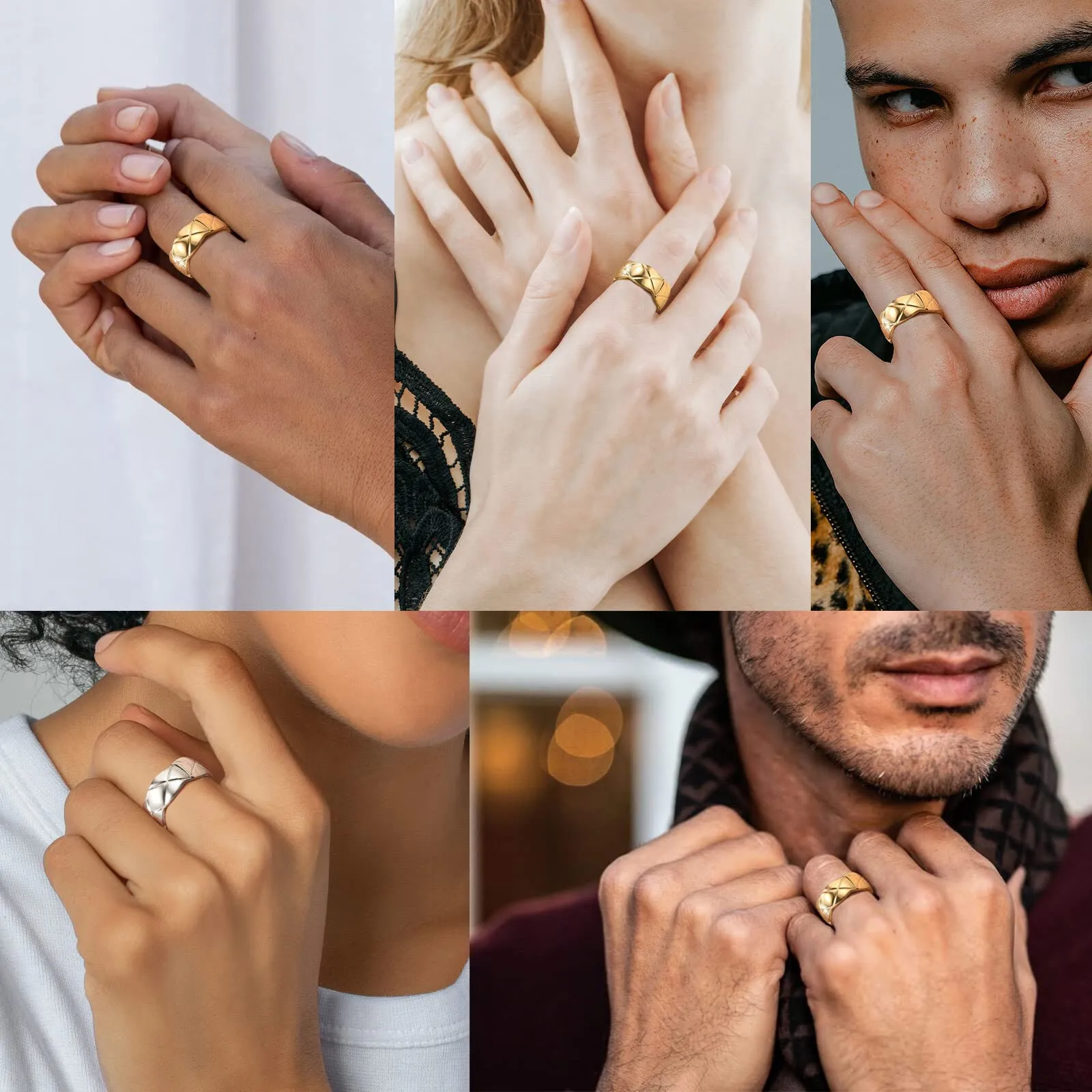 FindChic Anello a fascia larga 9mm in acciaio inossidabile, gioielli per uomo e donna, anello per pollice, taglia 8 - immagine 3