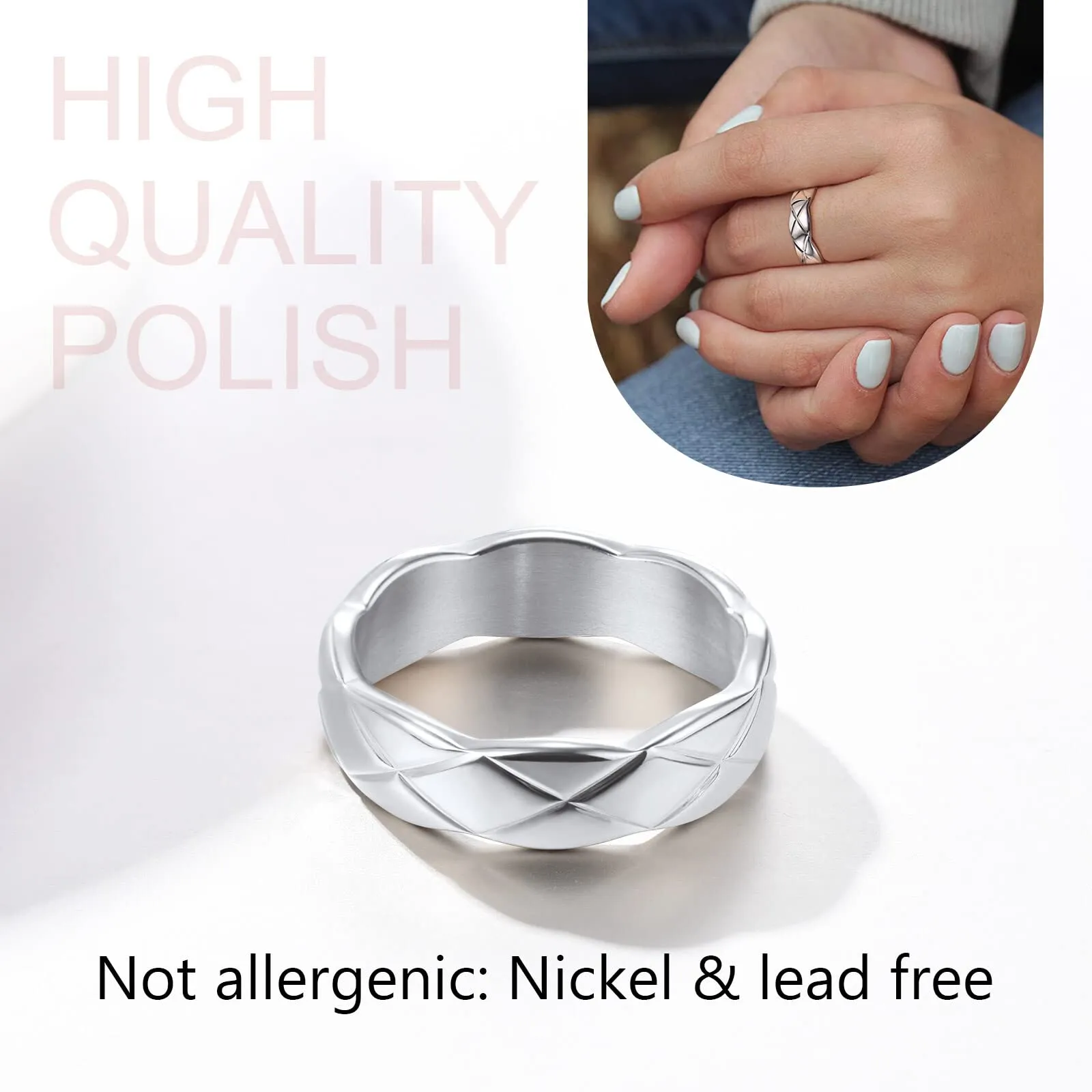 FindChic Anello da uomo e da donna, in acciaio inox, larghezza 6 mm, misura 11, anello per pollice - immagine 4