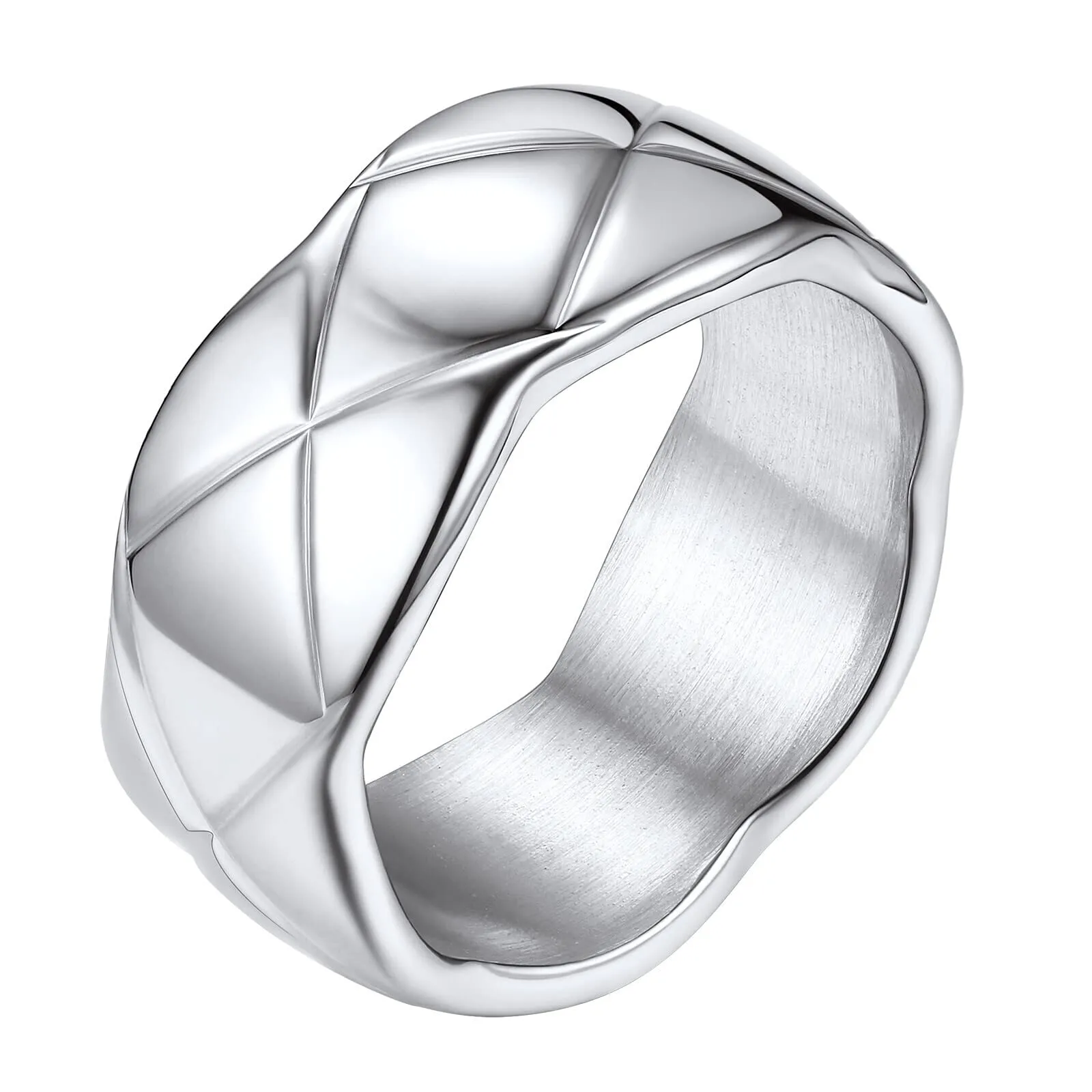 FindChic Anello a fascia larga 9mm in acciaio inossidabile, gioielli per uomo e donna, anello per pollice, taglia 11 - immagine 1