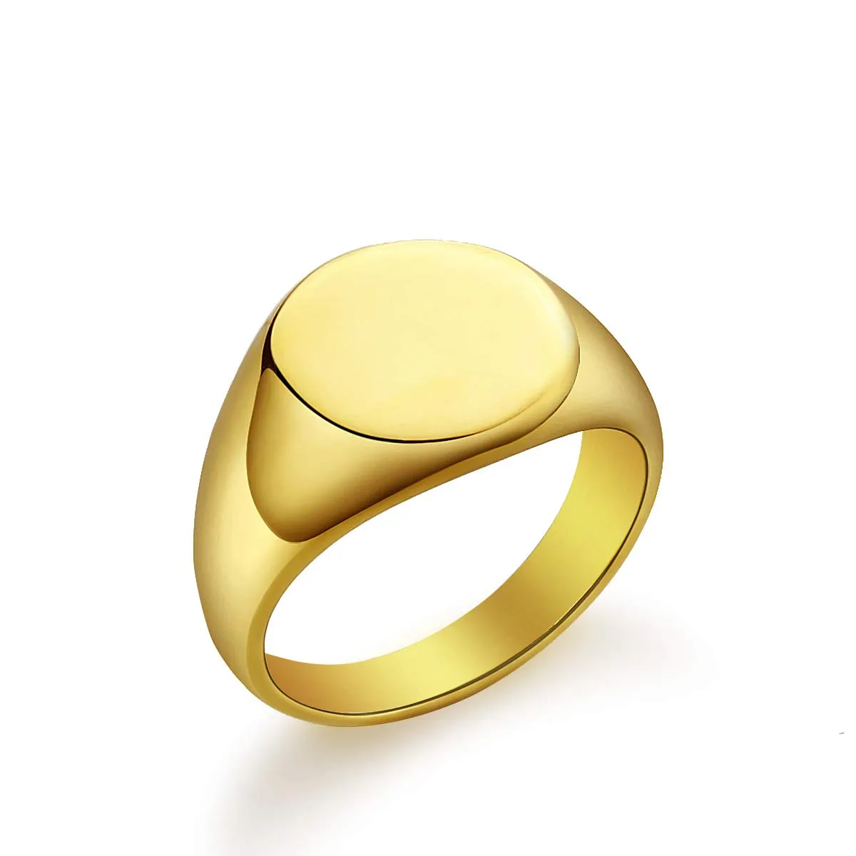 Joliernelle Anello Uomo Donna Lucido in Acciaio Inossidabile Gioielli Unisex Anello Sigillo Placcato Oro Regalo Personalizzato Taglia 9 - immagine 1