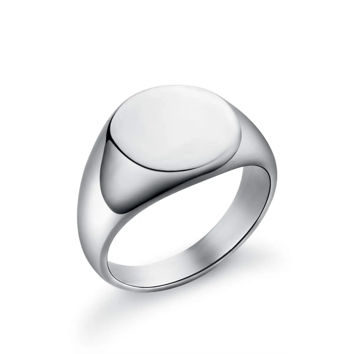 Joliernelle Anello Uomo Donna Lucido in Acciaio Inossidabile Gioielli Unisex Anello Sigillo Personalizzato Taglia 17 - immagine 1