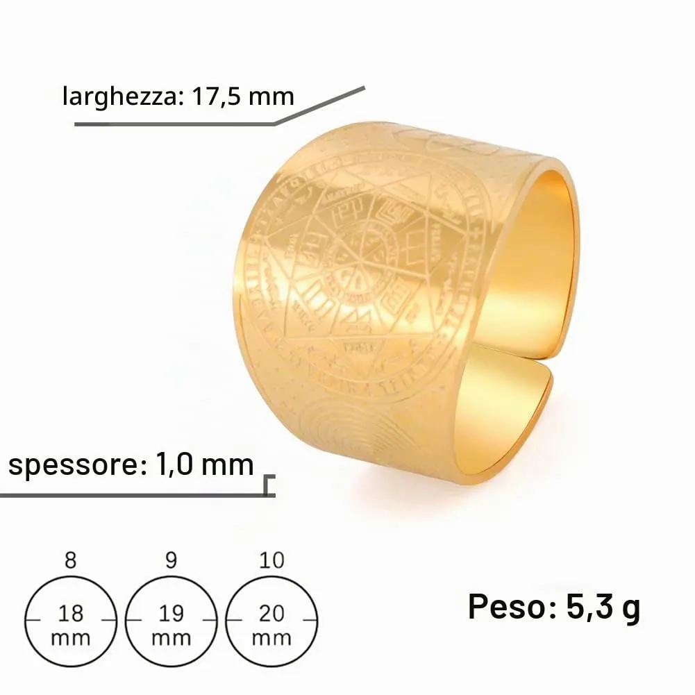 Amaxer Sette Arcangeli Anello per Uomo Cubo di Metatron Acciaio Inossidabile Il Sigillo di Salomone Tetragrammaton Arcangeli Protezione Anello Regolabile Fascia per Uomo Donna (Sette Arcangeli-Oro, 8) - immagine 5