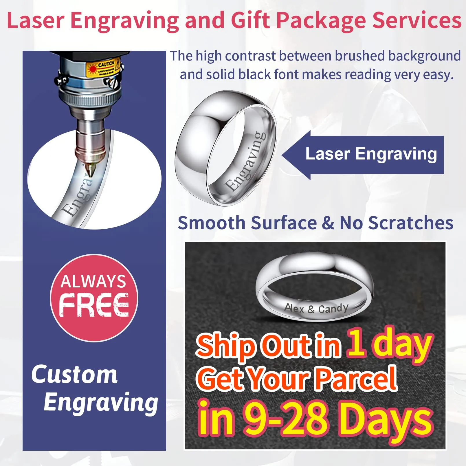 FaithHeart Anello Impilabile Classica per Uomo Donna Larghezza 2/4/6/8 MM Misure Diverse Argento Oro Nero Set di Anelli Fantasia Regalo Compleanno Coppie - immagine 6