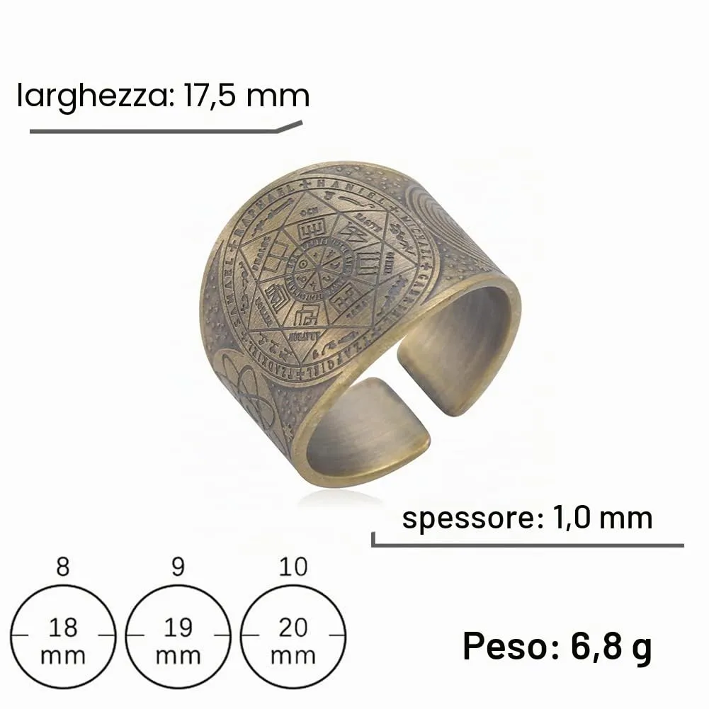 Amaxer Sette Arcangeli Anello per Uomo Cubo di Metatron Acciaio Inossidabile Il Sigillo di Salomone Tetragrammaton Arcangeli Protezione Anello Regolabile Fascia per Uomo Donna - immagine 4