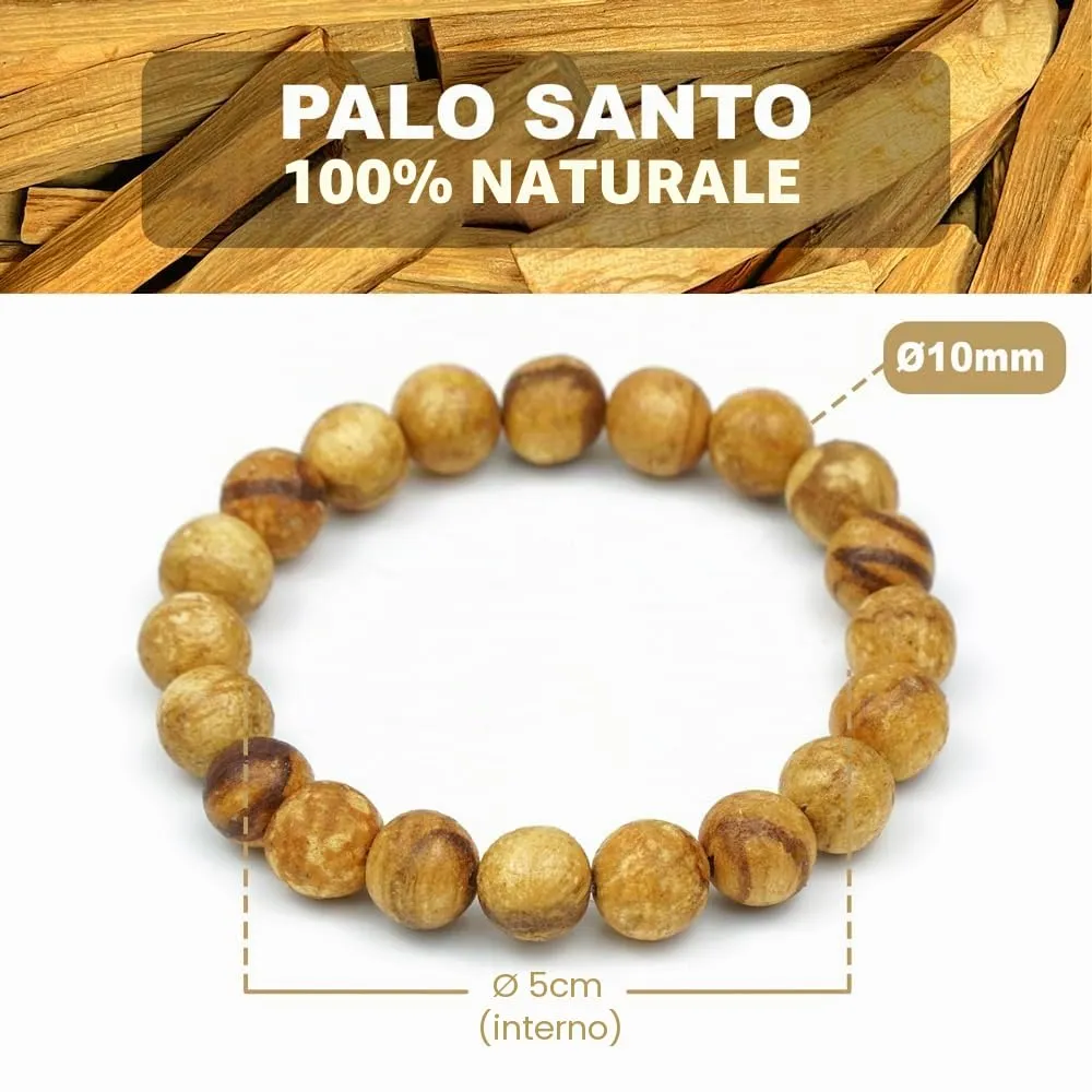 MUT22 Braccialetto di Palo Santo, Gioielleria Sacra con Proprietà di Aromaterapia e Protezione (Braccialetto 10 mm) - immagine 4
