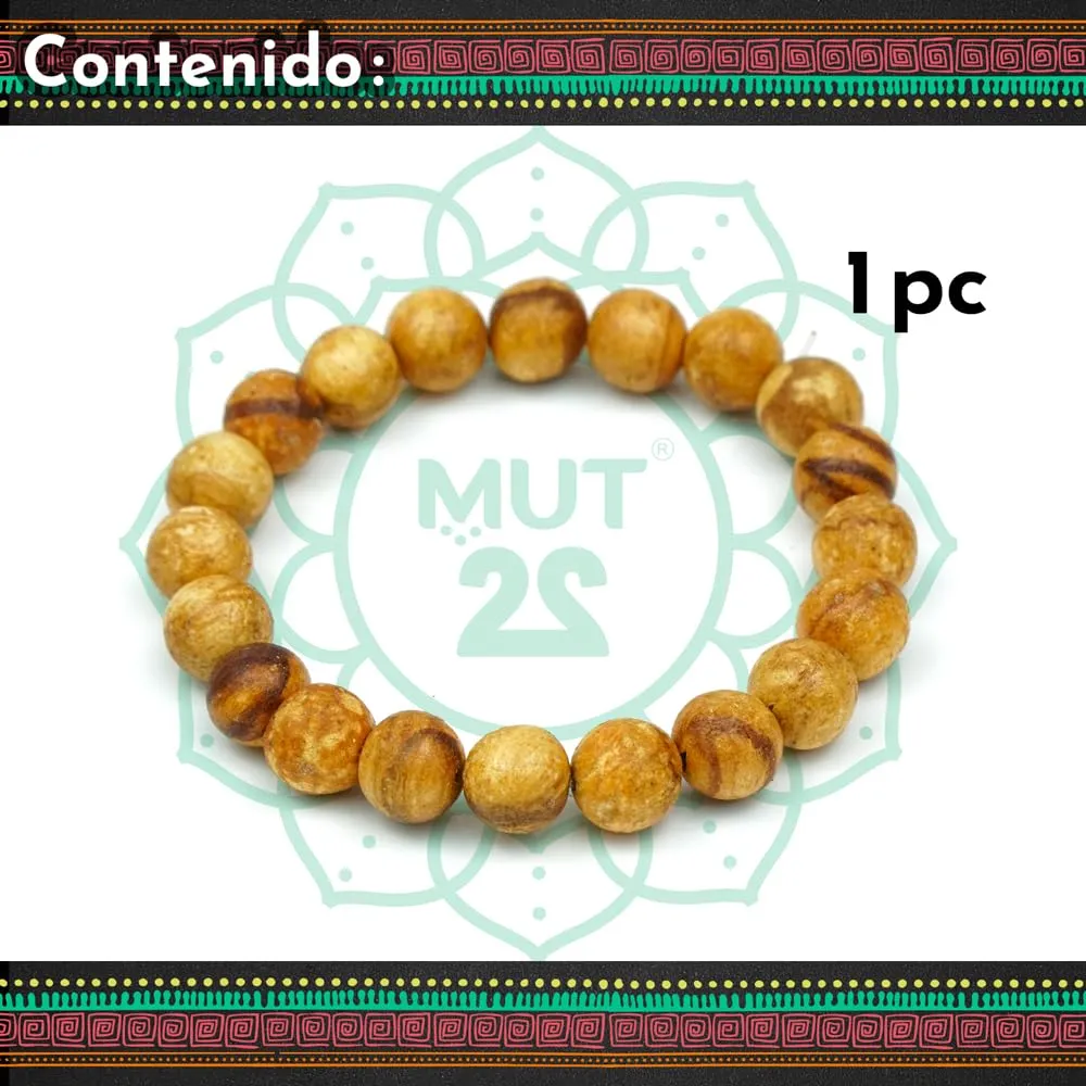 MUT22 Braccialetto di Palo Santo, Gioielleria Sacra con Proprietà di Aromaterapia e Protezione (Braccialetto 10 mm) - immagine 6