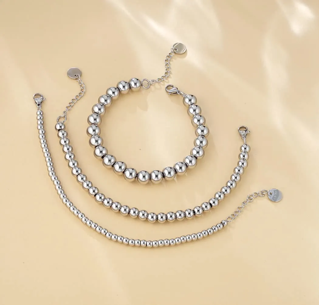 Donipreziosi Bracciale con Sfere in Acciaio Inossidabile Argentato – Braccialetto Regolabile Uomo Donna Unisex con Chiusura a Moschettone – Nickel Free con Scatola e Certificato - Sfere 8 mm - immagine 7
