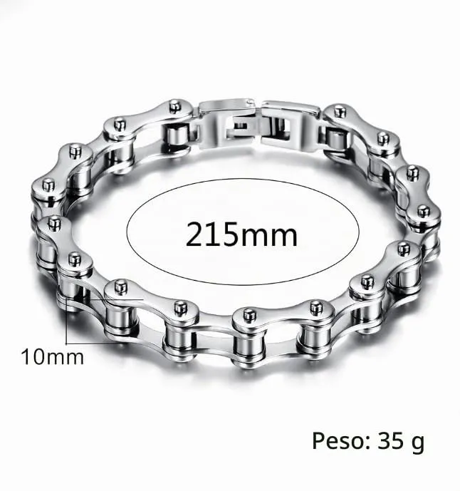 Bracciale catena bici acciaio inossidabile per uomo donna moto bicicletta colore argento braccialetto - immagine 4