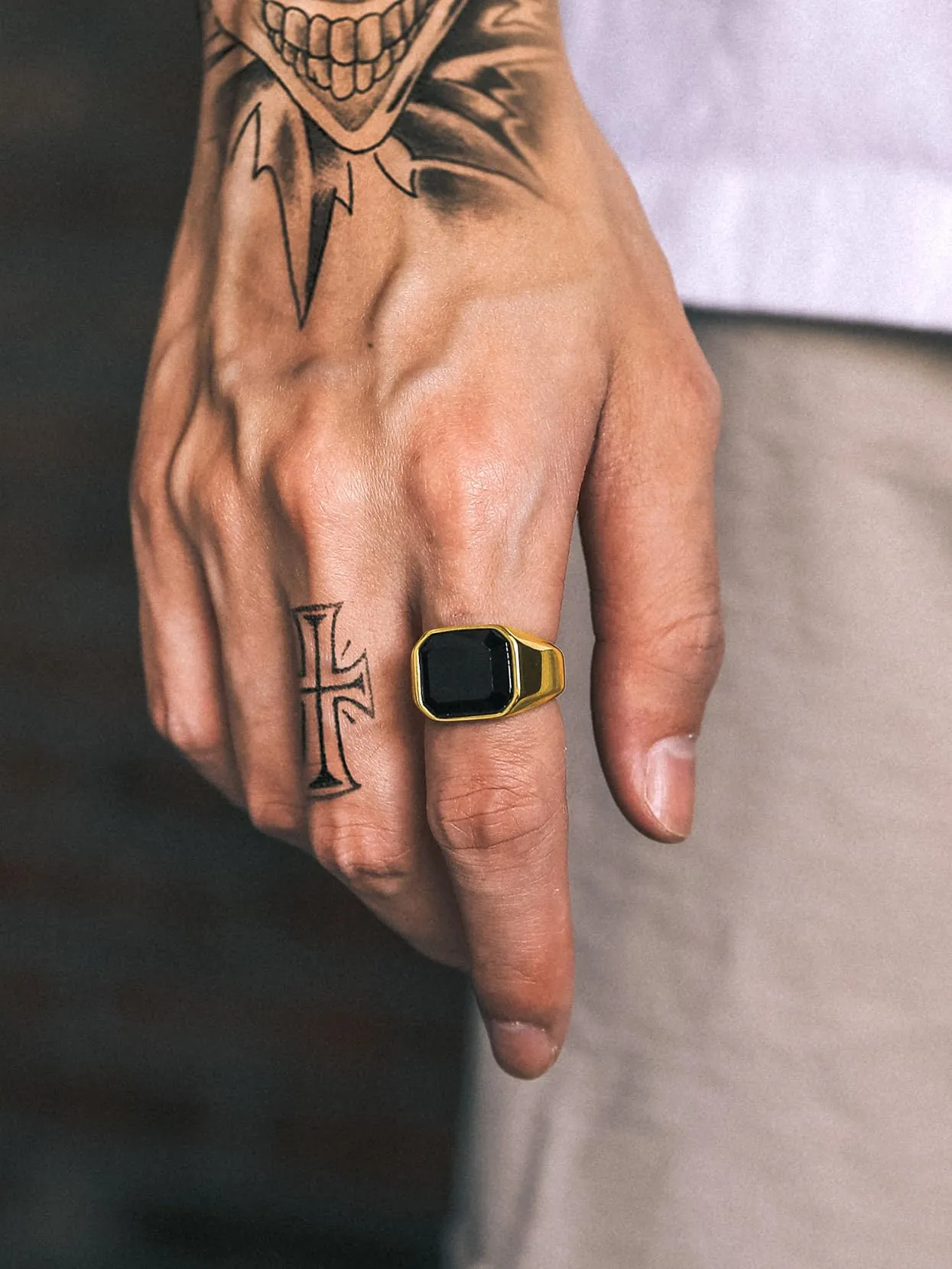 Richsteel Anello da uomo Big Finger, anello nero Sellotalla 72.2 - immagine 2