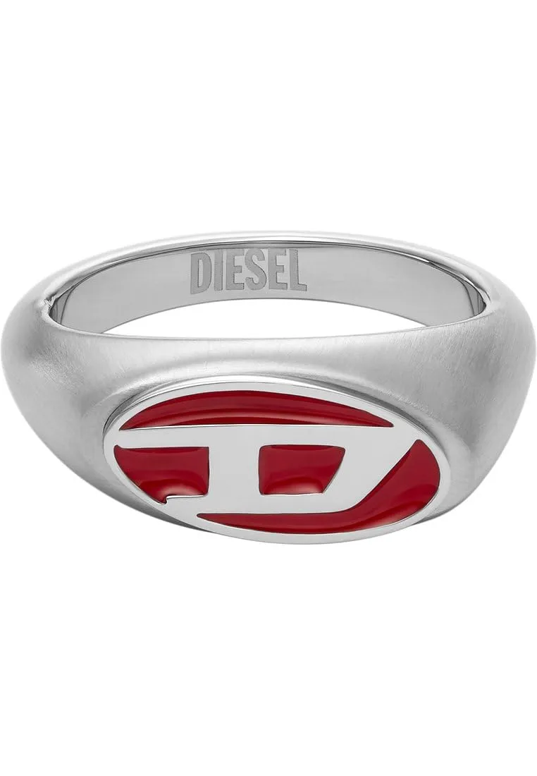 Diesel Anello da uomo, acciaio inossidabile smaltato rosso, DX1444040, Argento (Silver), 8 - immagine 2