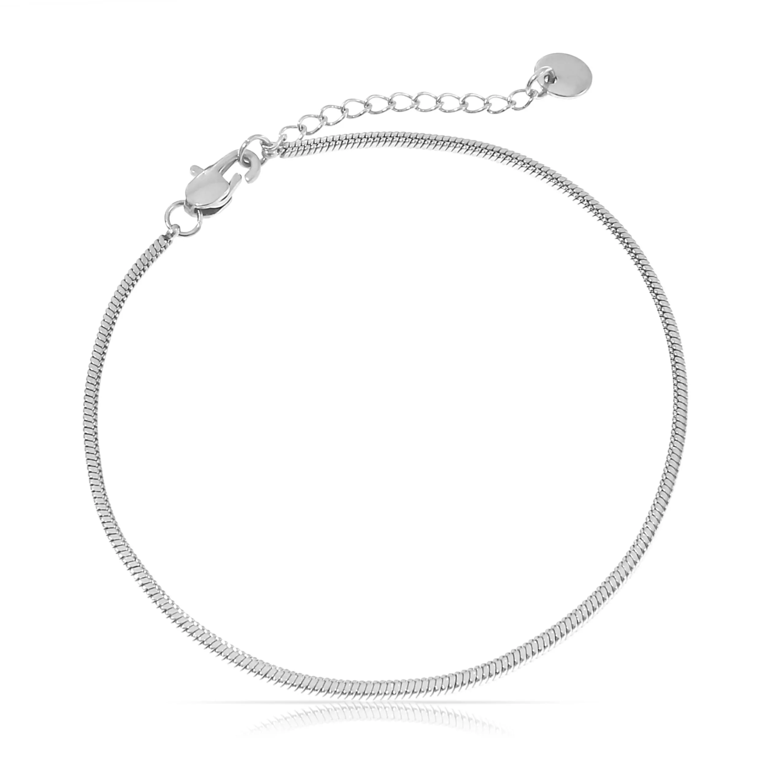 Made by Nami Bracciale Uomo Acciaio Inossidabile Sottile Argento - Minimalista Regolabile Waterproof Gioiello Serpente Antiallergenico - immagine 1