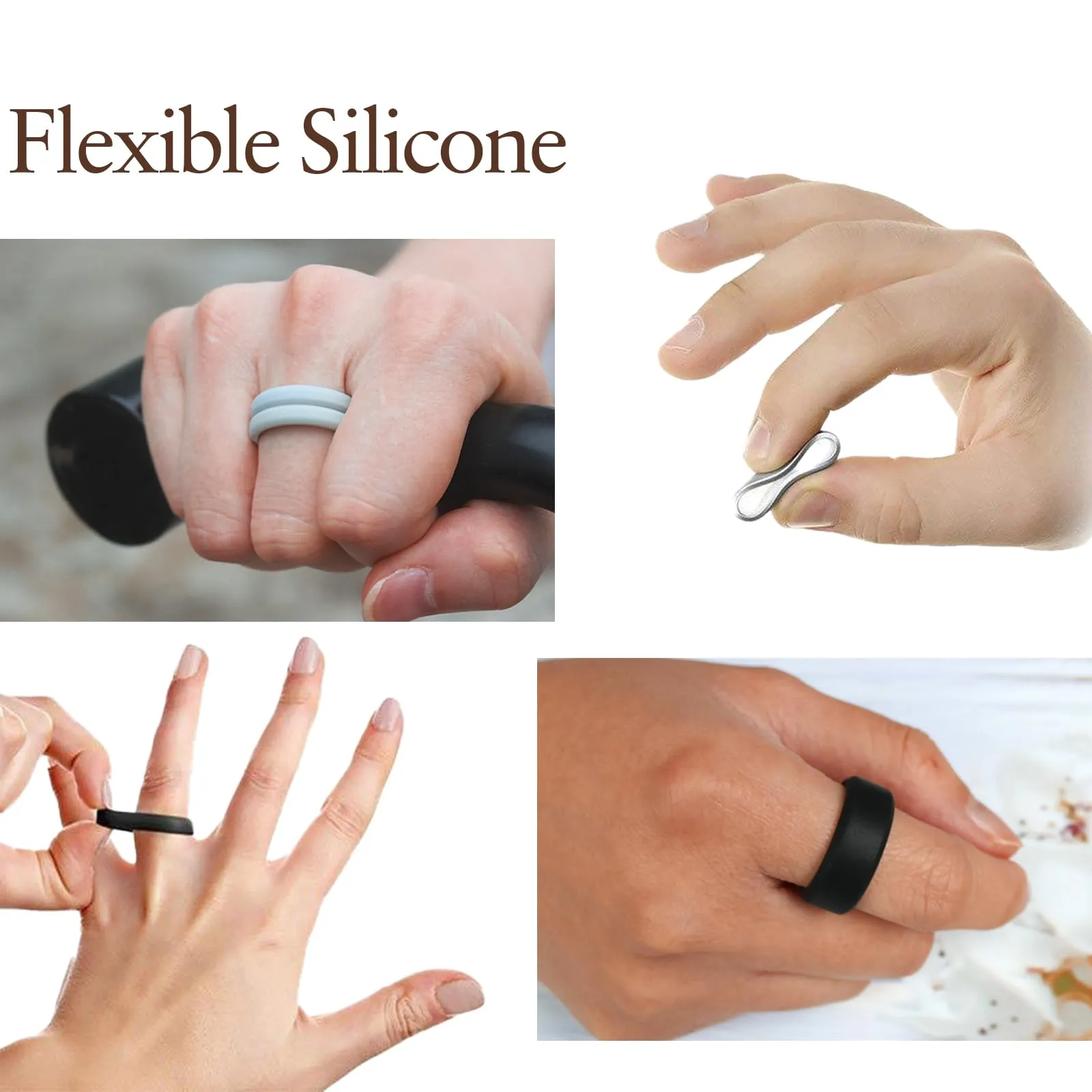 LOCCY 8 Pezzi Uomo Anello Di Nozze In Silicone Anello Di Fidanzamento Traspirante Anello Atletico Confortevole Fit Skin Per Lavoro E Sport (Multi-Colore B, 24) - immagine 6