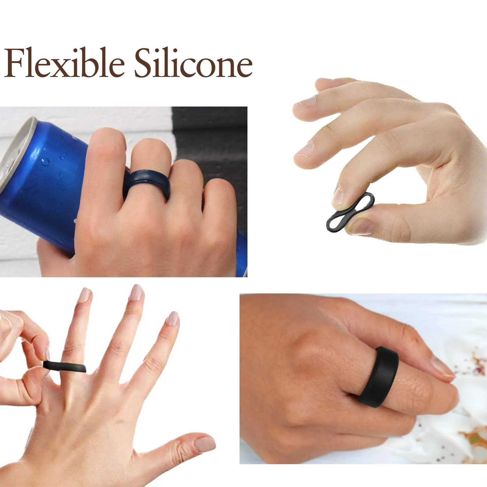 LOCCY 8 pezzi Uomo Anello di nozze in silicone Anello di fidanzamento in silicone traspirante Anello atletico confortevole Fit Skin Silicone Wedding Bands per lavoro, sport (Multi-colore A, 27) - immagine 6