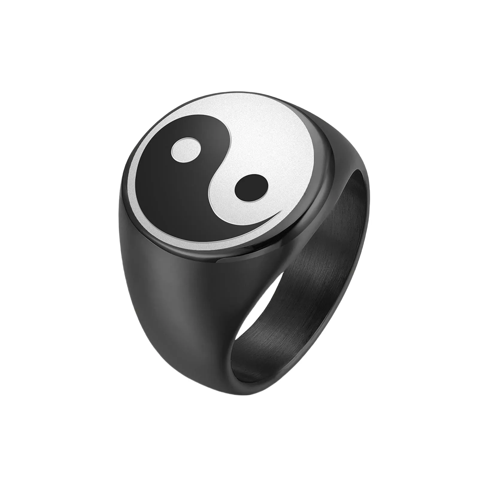 Sumpgle Anello Yin Yang Bagua in Titanio e Acciaio Inossidabile, Anello da Uomo con Banda, Gioielleria alla Moda Unica per Uomini, 12 - immagine 1