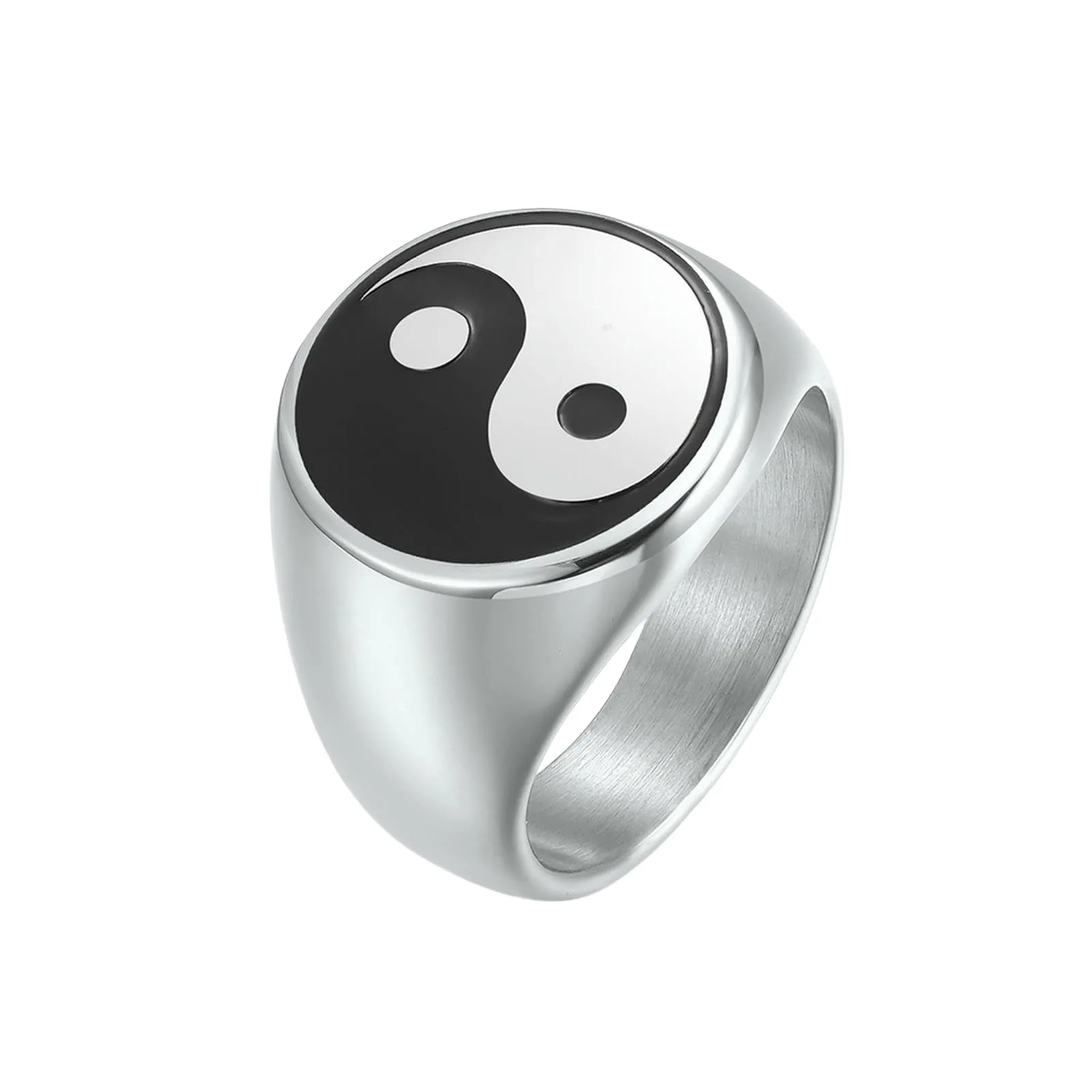 Sumpgle Anello Yin Yang Bagua in Titanio e Acciaio Inossidabile, Anello da Uomo con Banda, Gioielleria alla Moda Unica per Uomini, 7 - immagine 1