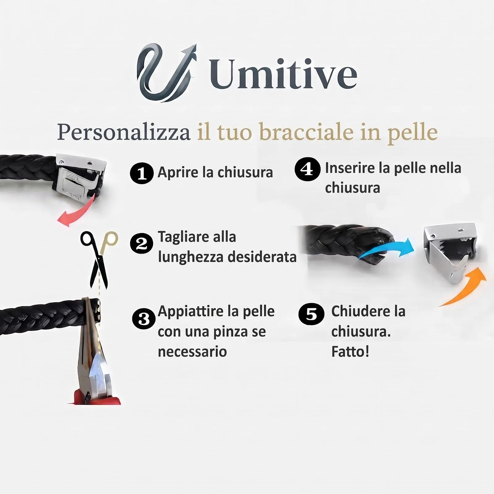 Bracciale Personalizzato Uomo, Bracciale in Pelle Inciso con Nome e Testo - immagine 2