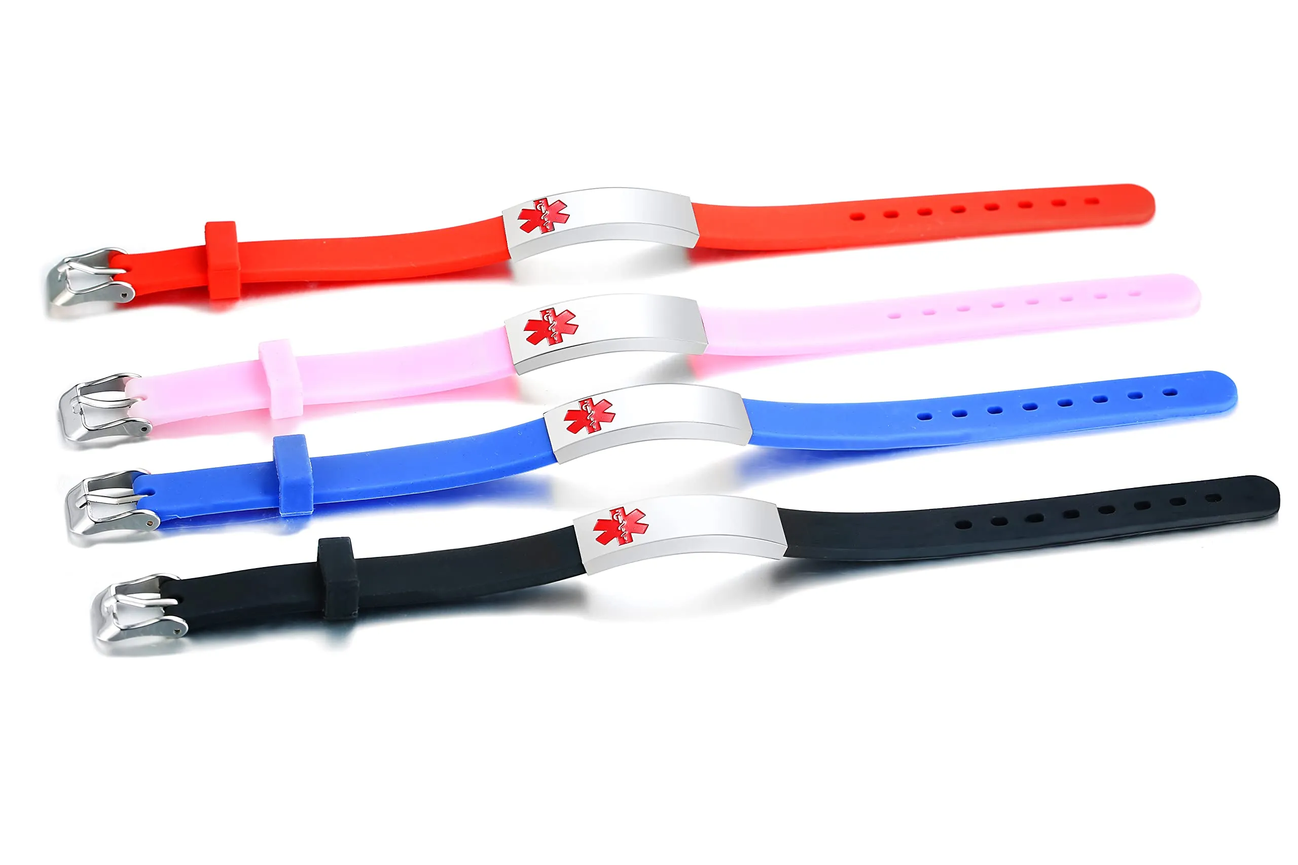 Vnox Silicone rosa in acciaio inossidabile Personalizzato Medical Alert ID Sos Braccialetto di emergenza per le donne,inciso a incisione - immagine 8