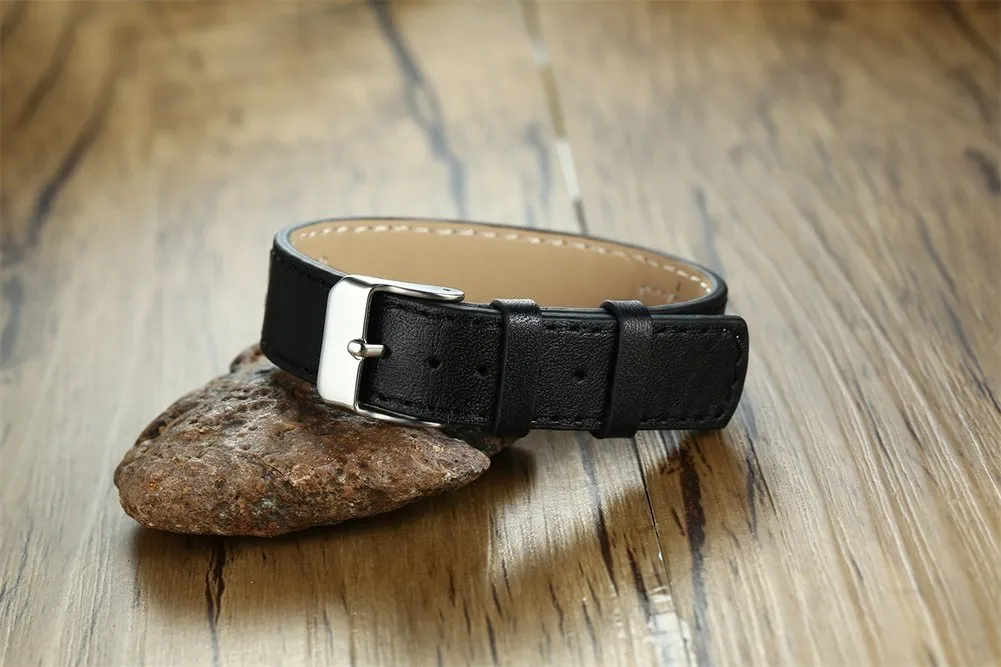Vnox Incisione Gratuita Tag Di Identificazione Medica Su Misura Pelle Braccialetto Personalizzato,Regolabile,15-19.5cm - immagine 4