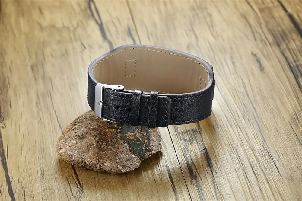 Vnox Braccialetto da Uomo in Pelle con ID Medico Personalizzato da Uomo in Pelle Intrecciata Bracciale con Avviso Medico per Uomo Coppia con Nomi di Famiglia - Regalo di Natale di Compleanno - immagine 4