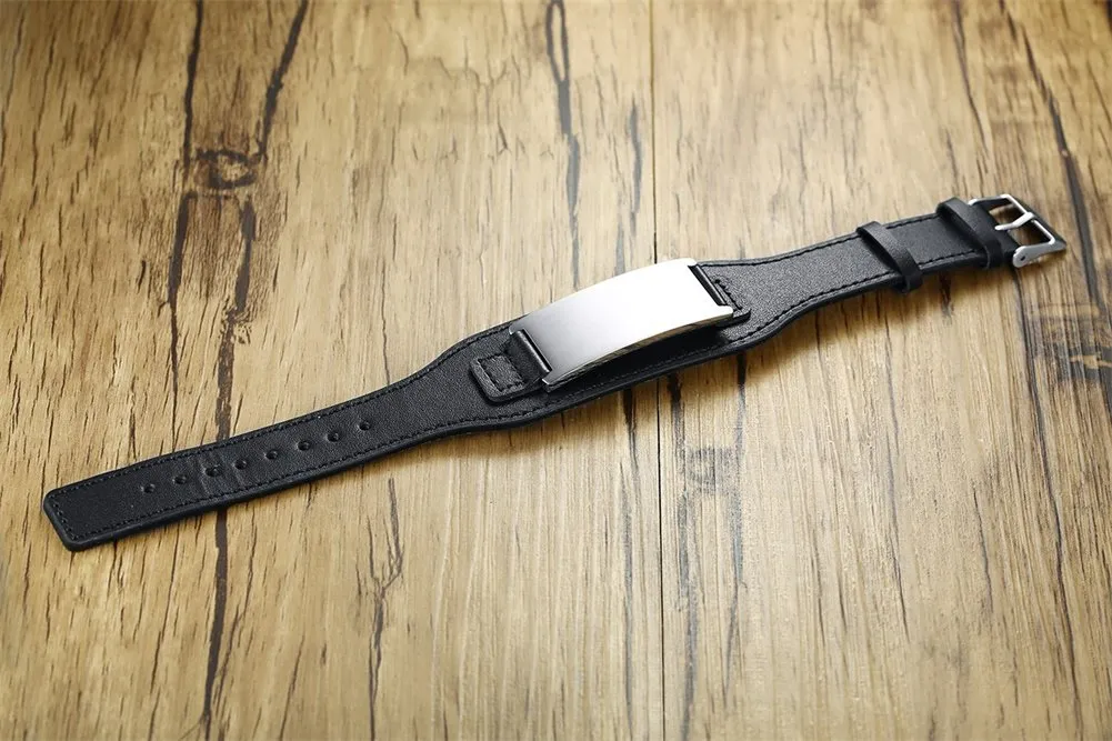 Vnox Braccialetto da Uomo in Pelle con ID Medico Personalizzato da Uomo in Pelle Intrecciata Bracciale con Avviso Medico per Uomo Coppia con Nomi di Famiglia - Regalo di Natale di Compleanno - immagine 5