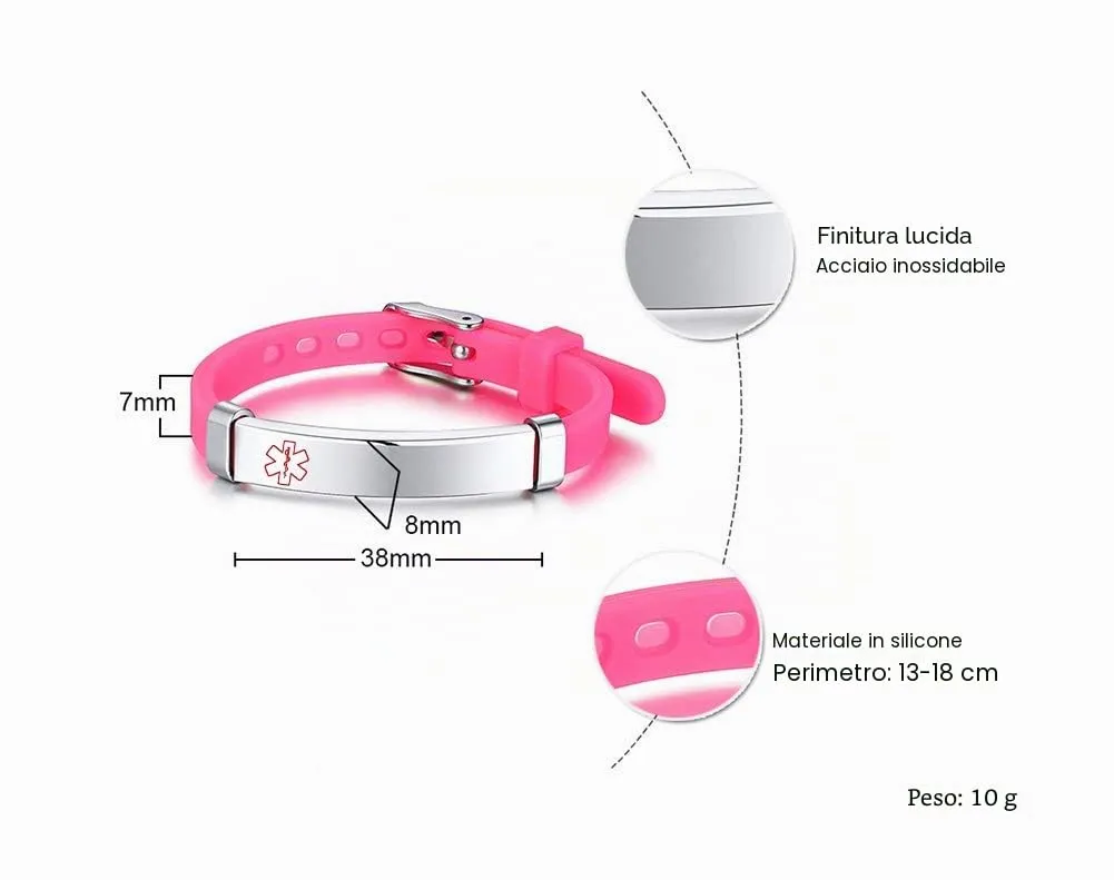 Vnox Personalizza Braccialetto Medico ID per Bambini, Regolabile in Silicone Gomma Medica - immagine 6