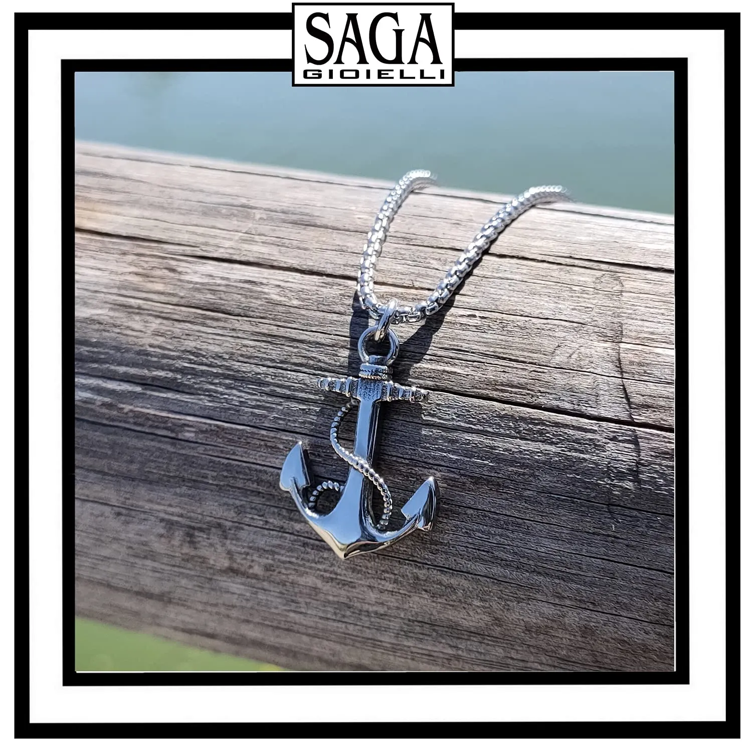SAGA GIOIELLI® COLLANA UOMO ANCORA ACCIAIO - immagine 2