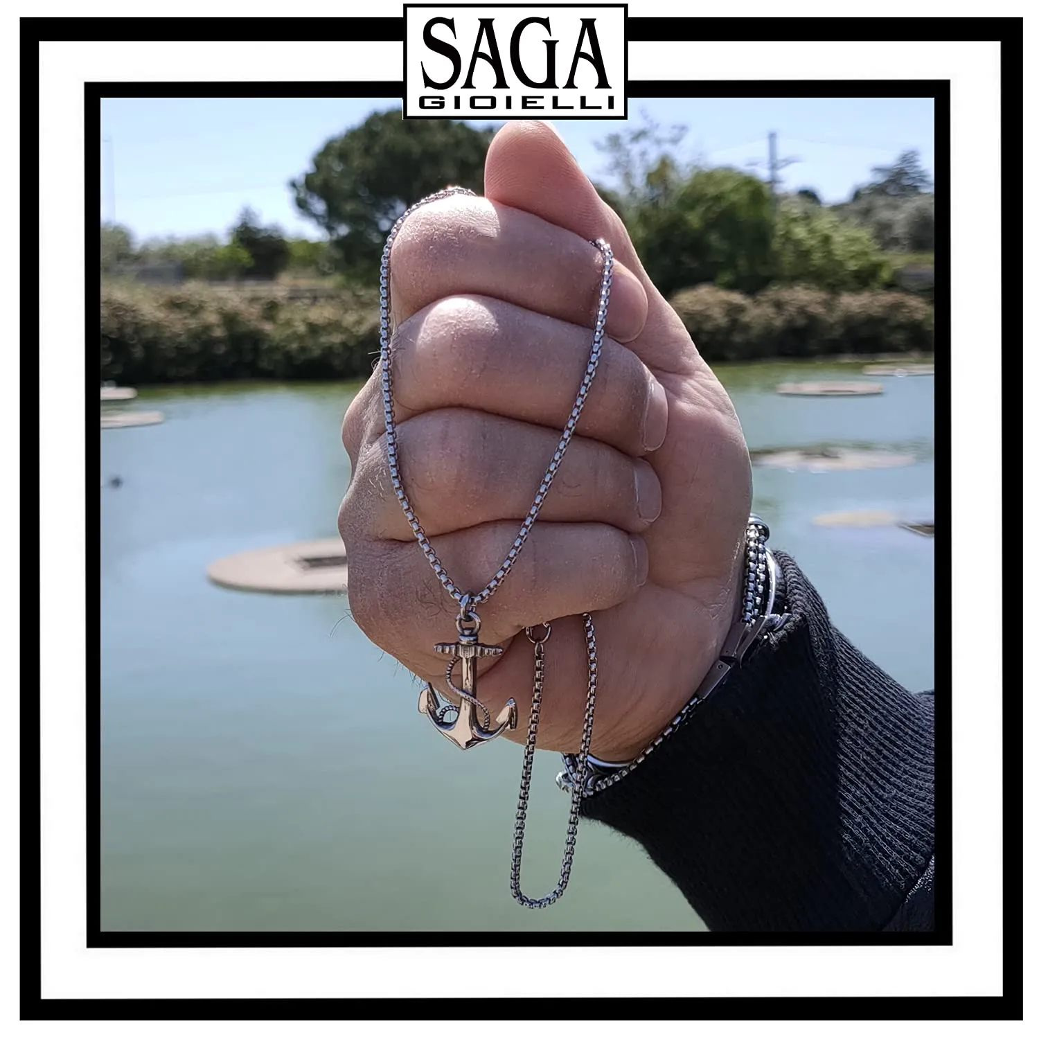 SAGA GIOIELLI® COLLANA UOMO ANCORA ACCIAIO - immagine 6
