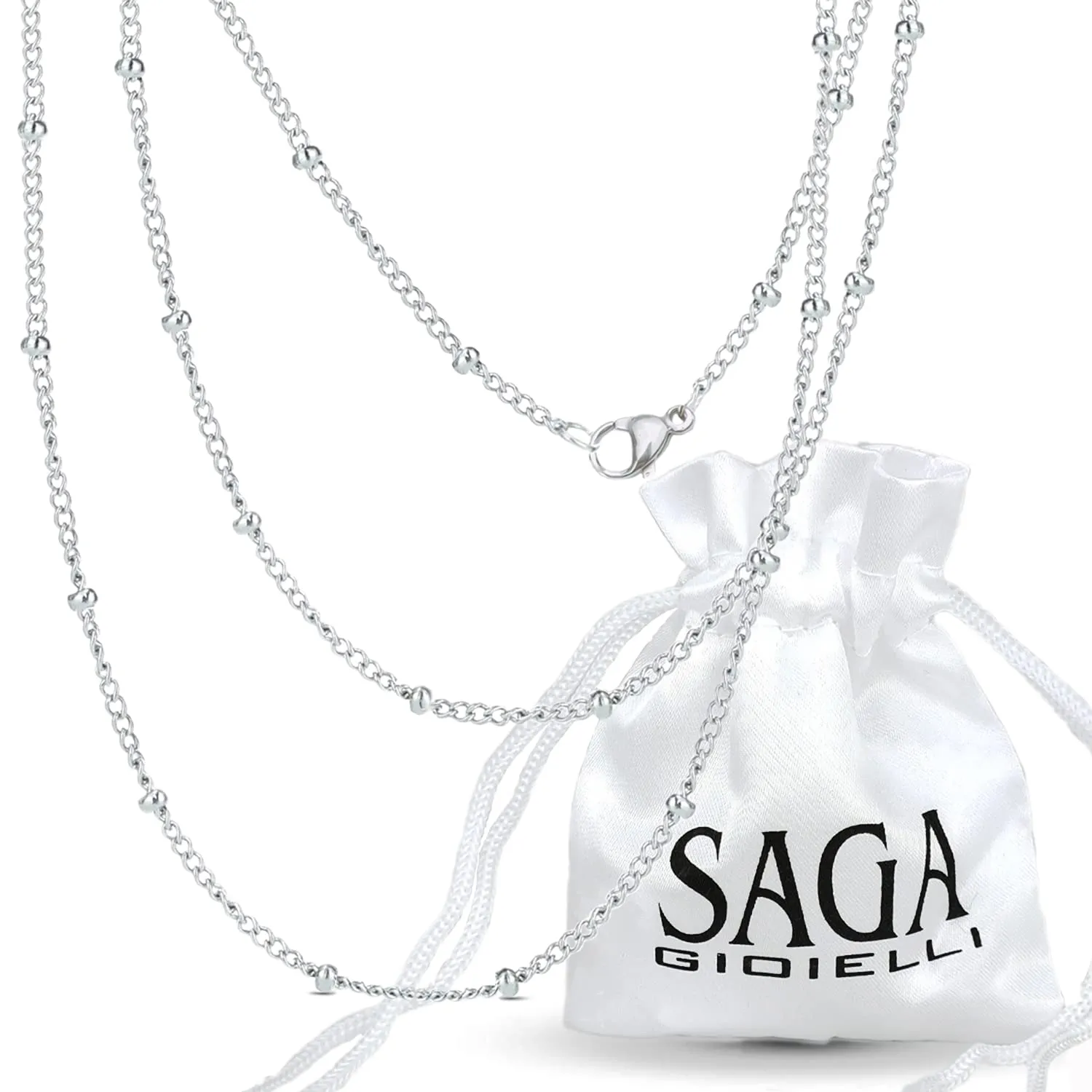 SAGA GIOIELLI® COLLANA PER CHIAMA ANGELI ACCIAIO INOSSIDABILE (110 CM) - immagine 1