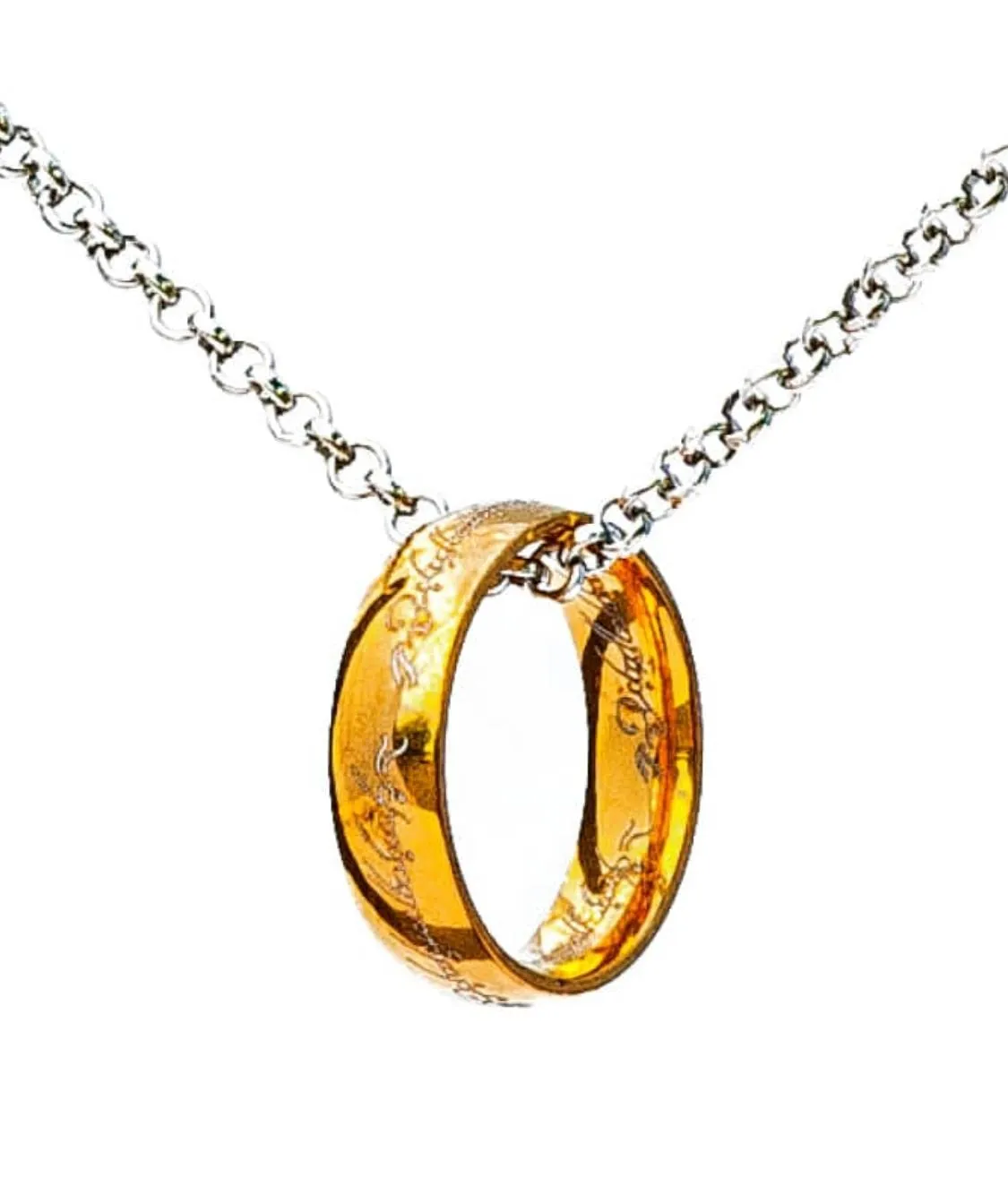 B.a.u.q.o.o. Bauqoo Collana Ciondolo Anello Il Signore Degli Anelli Gadget Unico Anello Del Potere Colore Oro Idea Regalo Magia Fantasy Cosplay - immagine 1