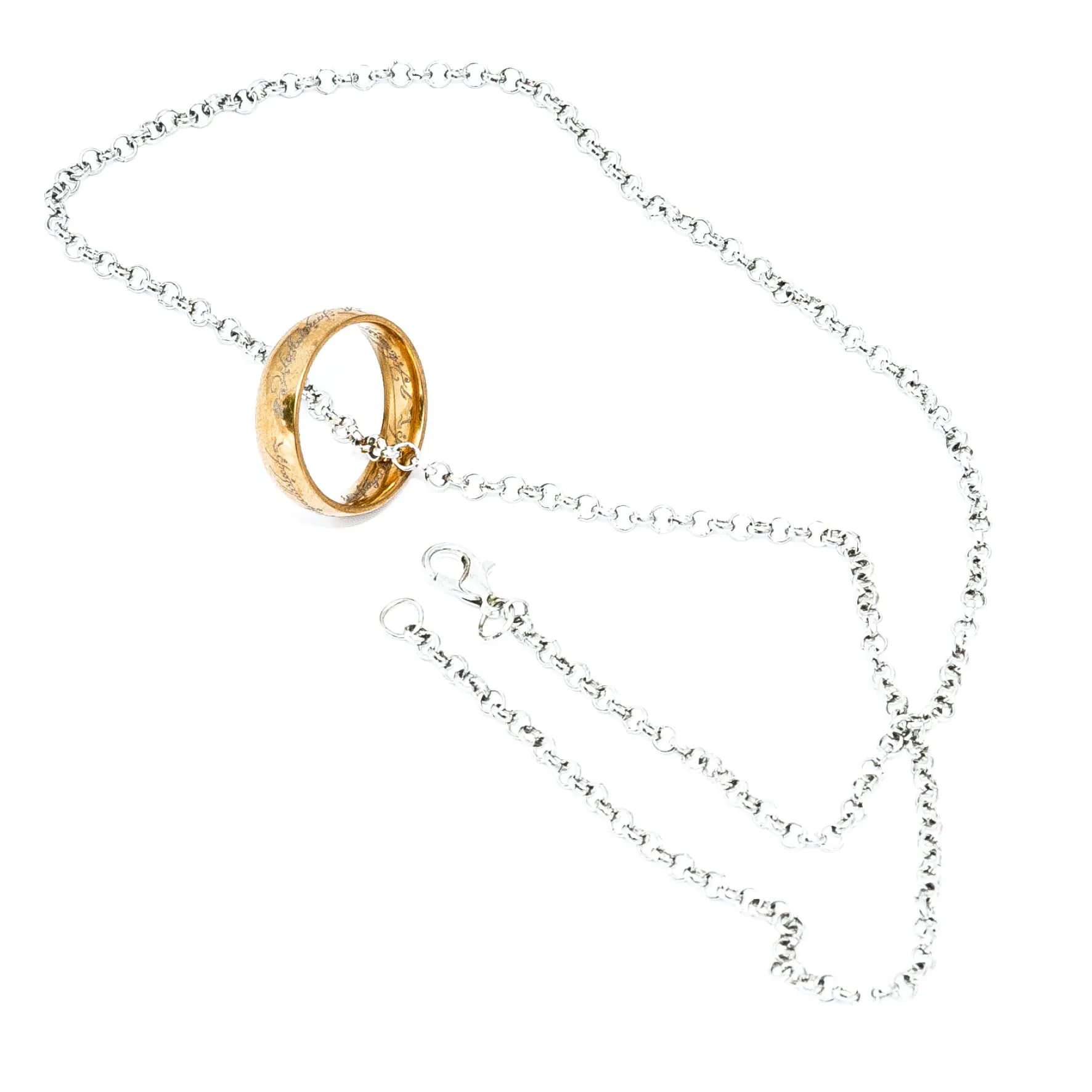 B.a.u.q.o.o. Bauqoo Collana Ciondolo Anello Il Signore Degli Anelli Gadget Unico Anello Del Potere Colore Oro Idea Regalo Magia Fantasy Cosplay - immagine 2