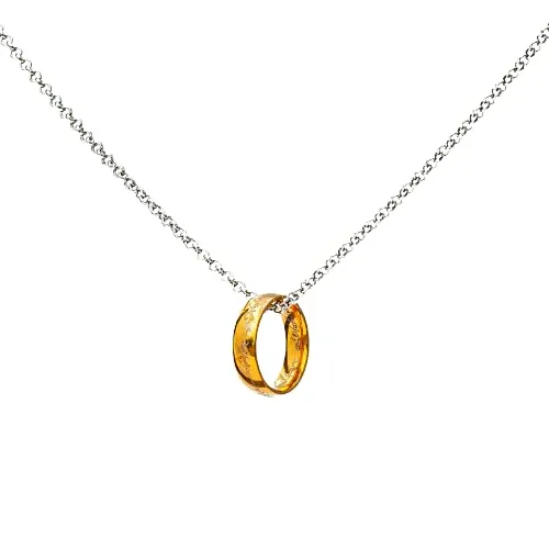 B.a.u.q.o.o. Bauqoo Collana Ciondolo Anello Il Signore Degli Anelli Gadget Unico Anello Del Potere Colore Oro Idea Regalo Magia Fantasy Cosplay - immagine 4