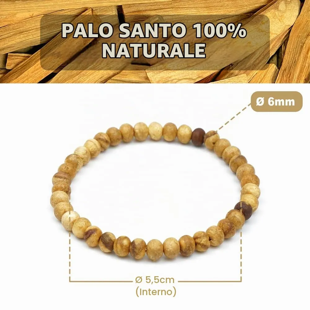 MUT22 Braccialetto di Palo Santo, Gioielleria Sacra con Proprietà di Aromaterapia e Protezione (Braccialetto 6 mm) - immagine 4