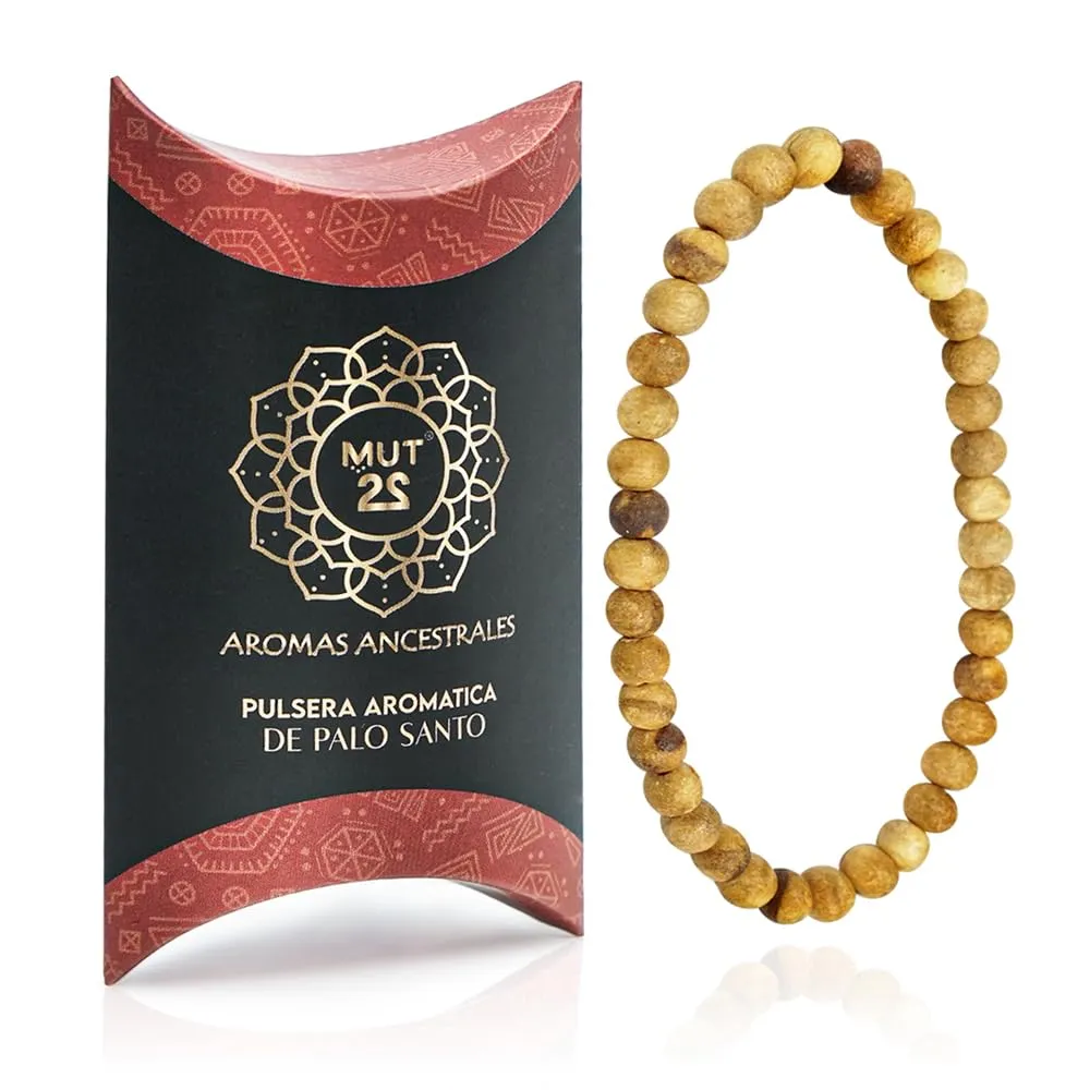 MUT22 Braccialetto di Palo Santo, Gioielleria Sacra con Proprietà di Aromaterapia e Protezione (Braccialetto 6 mm) - immagine 10