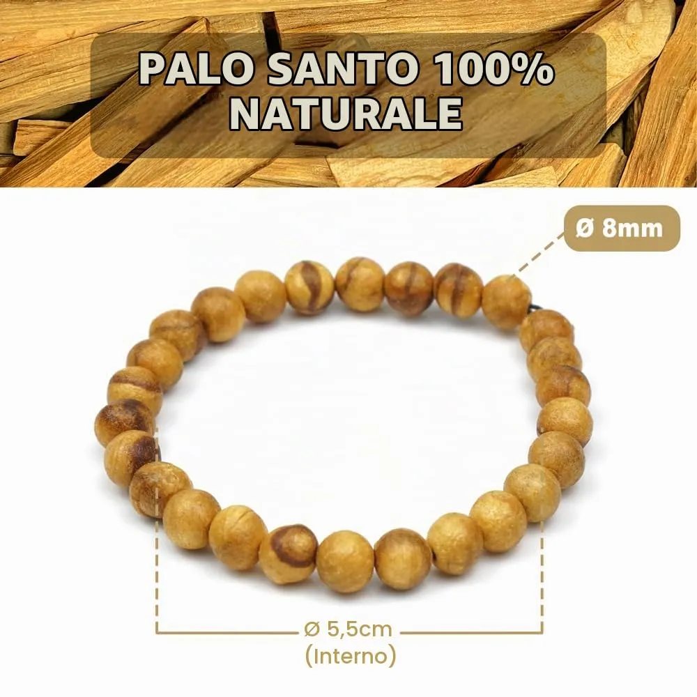 MUT22 Braccialetto di Palo Santo, Gioielleria Sacra con Proprietà di Aromaterapia e Protezione (Braccialetto 8 mm) - immagine 4