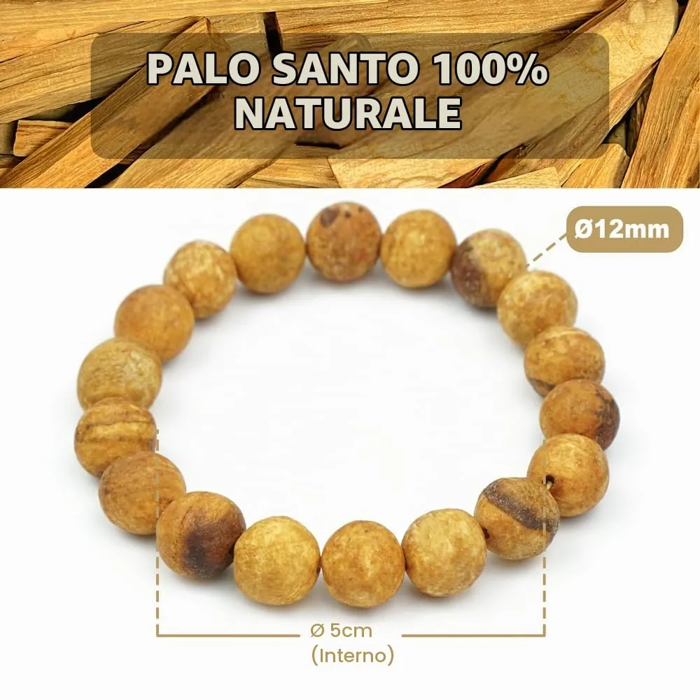 MUT22 Braccialetto di Palo Santo, Gioielleria Sacra con Proprietà di Aromaterapia e Protezione (Braccialetto 12 mm) - immagine 4