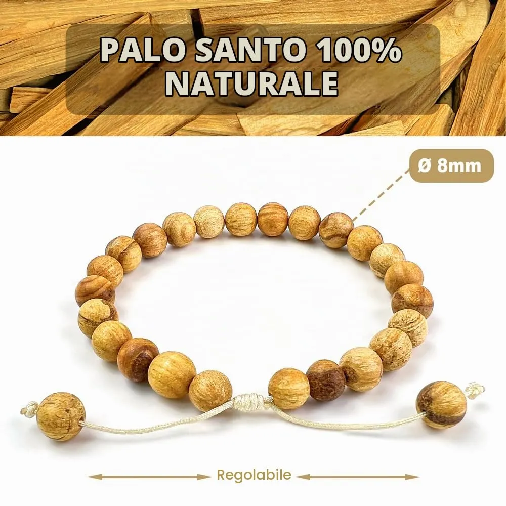 MUT22 Braccialetto di Palo Santo, Gioielleria Sacra con Proprietà di Aromaterapia e Protezione (Braccialetto 8 mm Scorrevole) - immagine 2