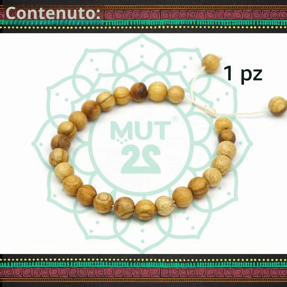 MUT22 Braccialetto di Palo Santo, Gioielleria Sacra con Proprietà di Aromaterapia e Protezione (Braccialetto 8 mm Scorrevole) - immagine 4