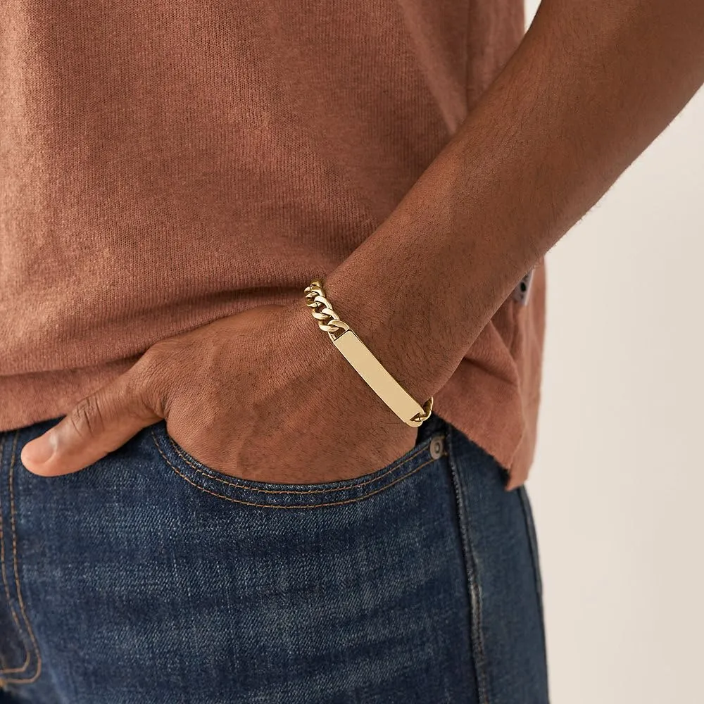 Fossil Bracciale da uomo in acciaio inossidabile tonalità oro con chiusura a moschettone, Tono oro - immagine 2