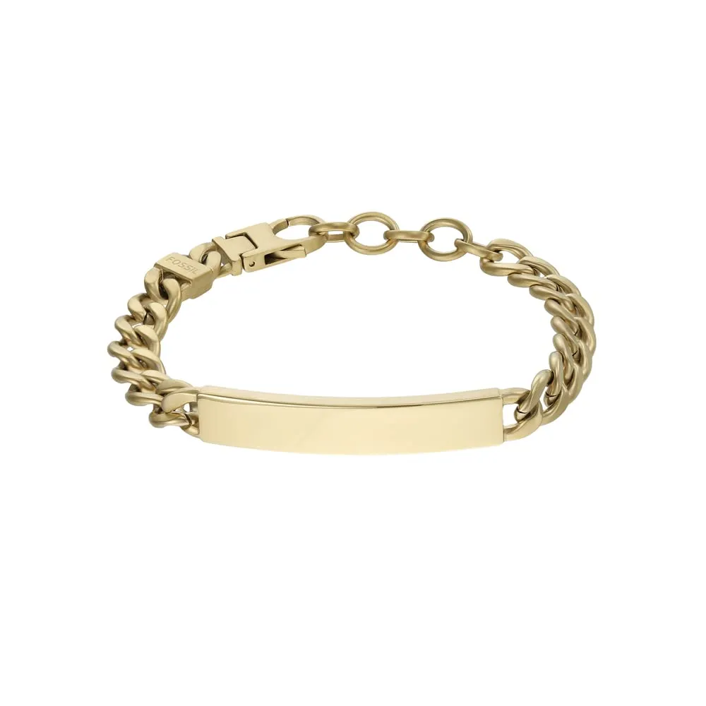 Fossil Bracciale da uomo in acciaio inossidabile tonalità oro con chiusura a moschettone, Tono oro - immagine 4
