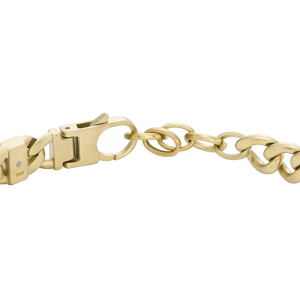 Fossil Bracciale da uomo in acciaio inossidabile tonalità oro con chiusura a moschettone, Tono oro - immagine 6