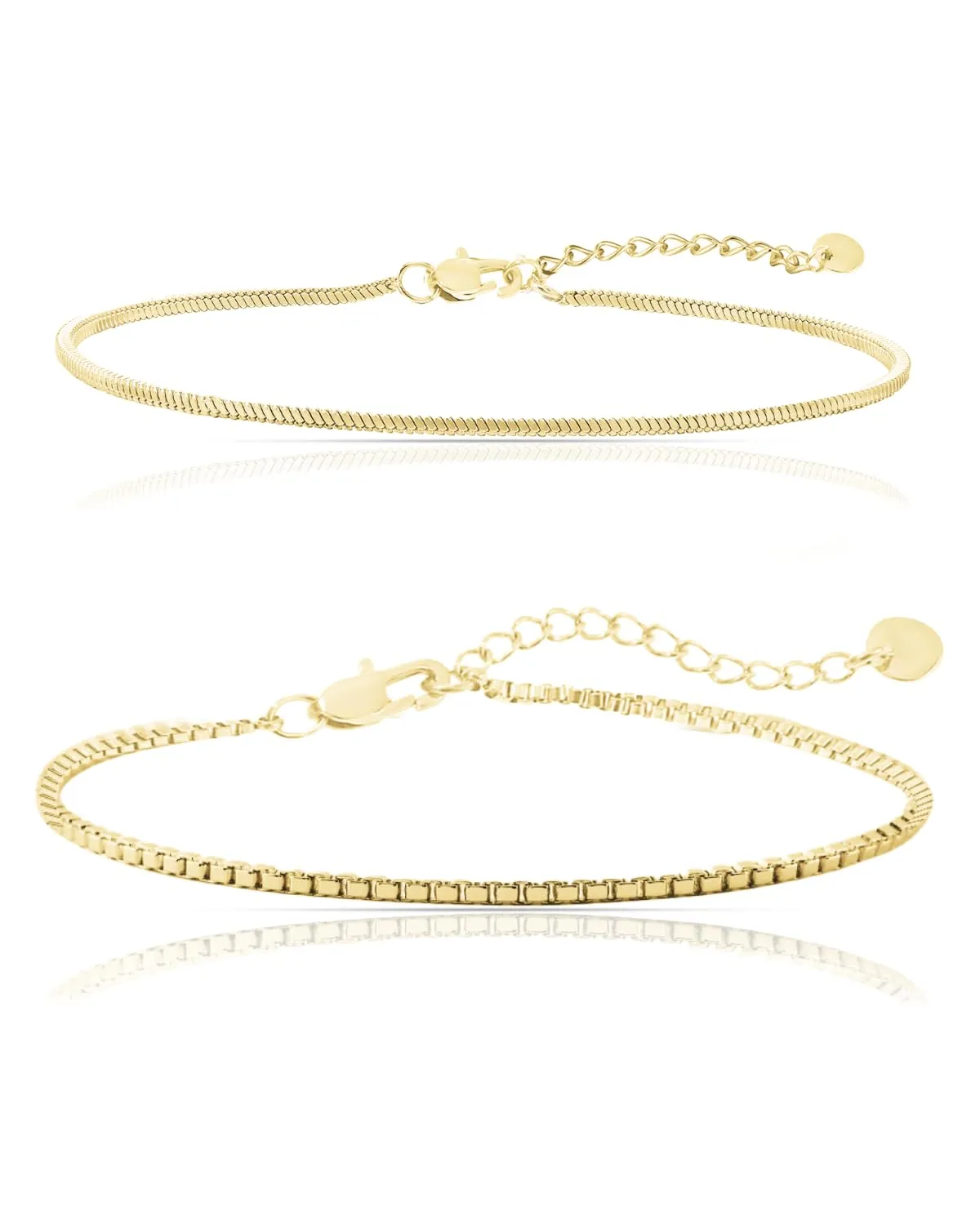 Made by Nami Braccialetti Uomo Acciaio Inossidabile Set - 2 Pezzi Oro Argento Regolabili 18-21cm Impermeabili - immagine 1