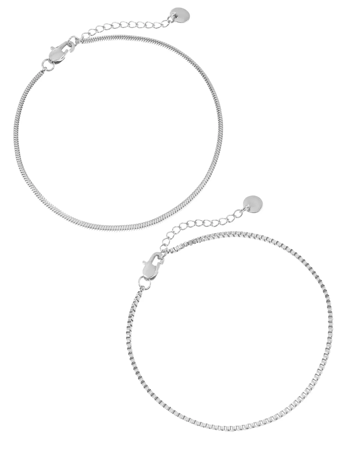 Made by Nami Bracciale in acciaio inox da uomo - Bracciale a catena cubano - Set di 2 braccialetti a catena in argento da uomo (Maglie di catena veneziana e serpente) - immagine 3