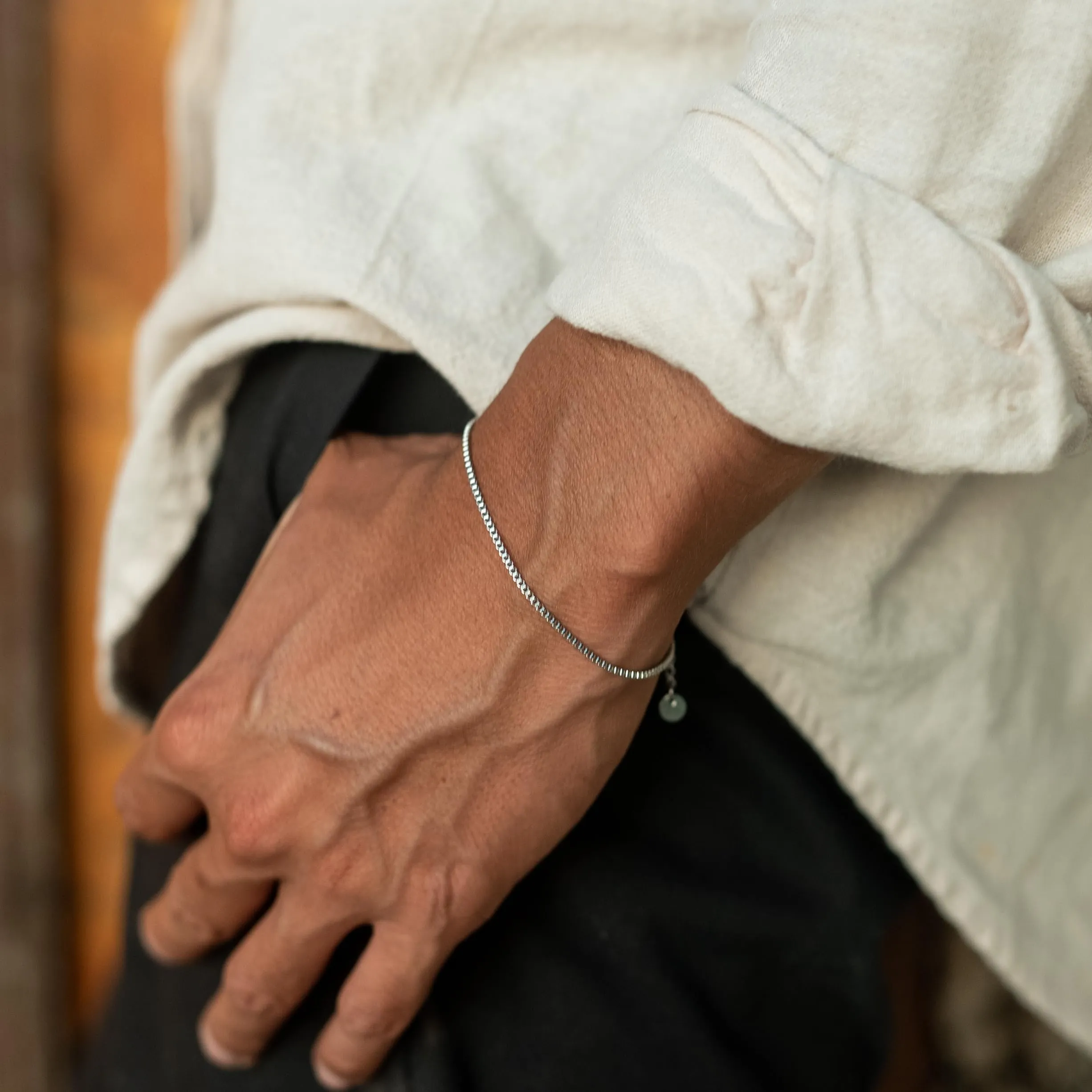 Made by Nami Bracciale in acciaio inox da uomo - Bracciale a catena cubano - Bracciale a catena in argento per uomo (Maglie di catena veneziana) - immagine 3