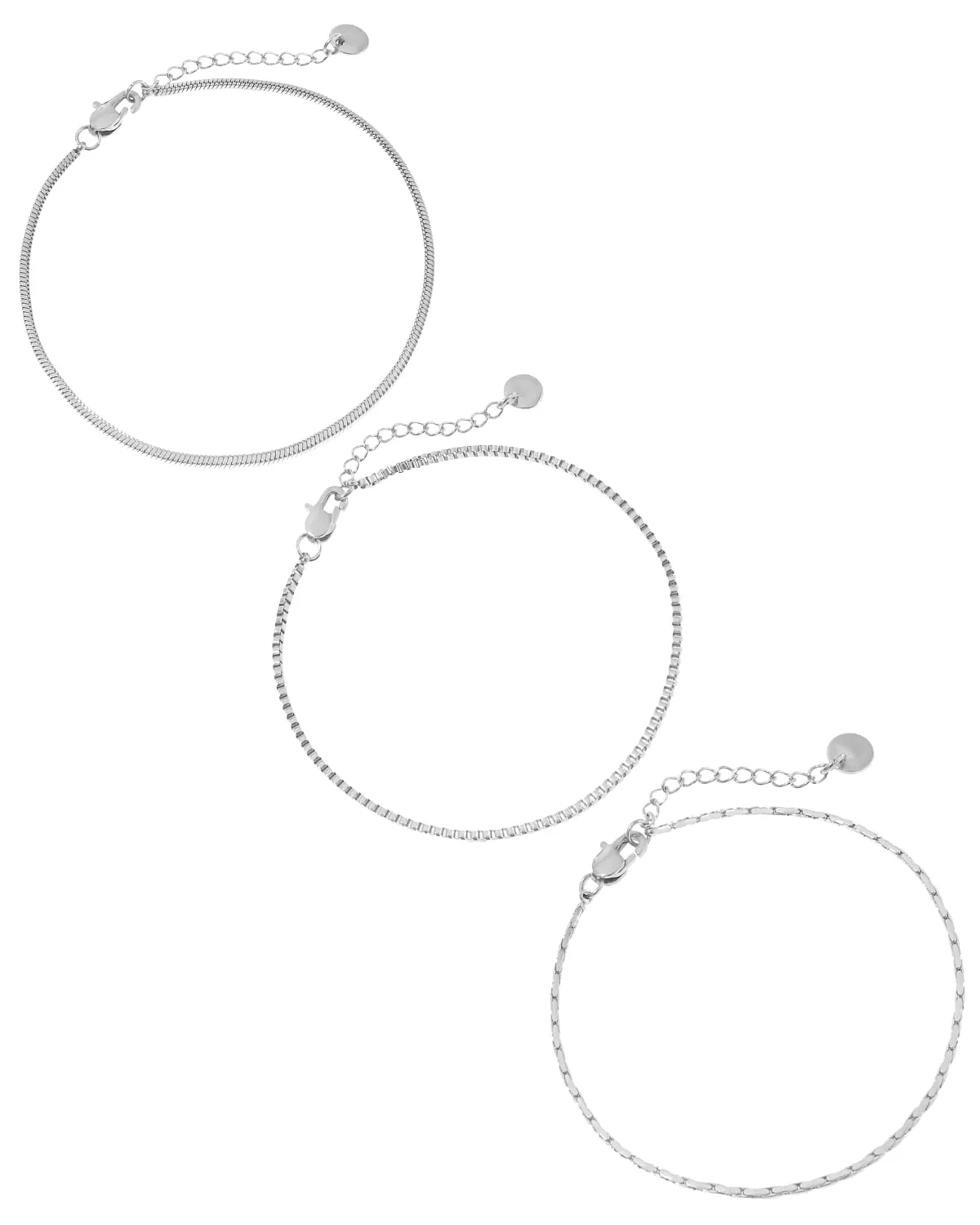 Made by Nami Set 3 Bracciali Uomo Acciaio Inox - Catena Cuban Link Serpente Veneziana Regolabili - immagine 3