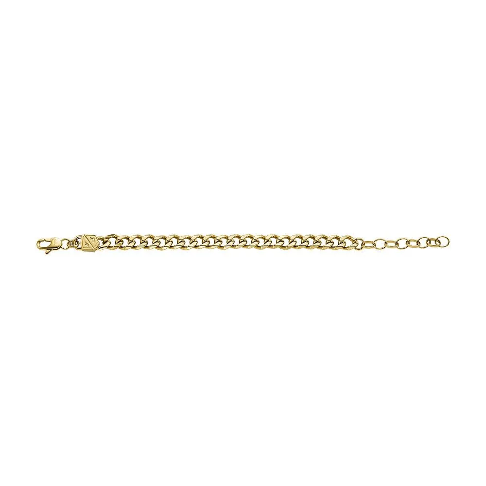Fossil Bracciale da uomo in acciaio inossidabile tonalità oro con chiusura a moschettone, Oro brillante - immagine 7